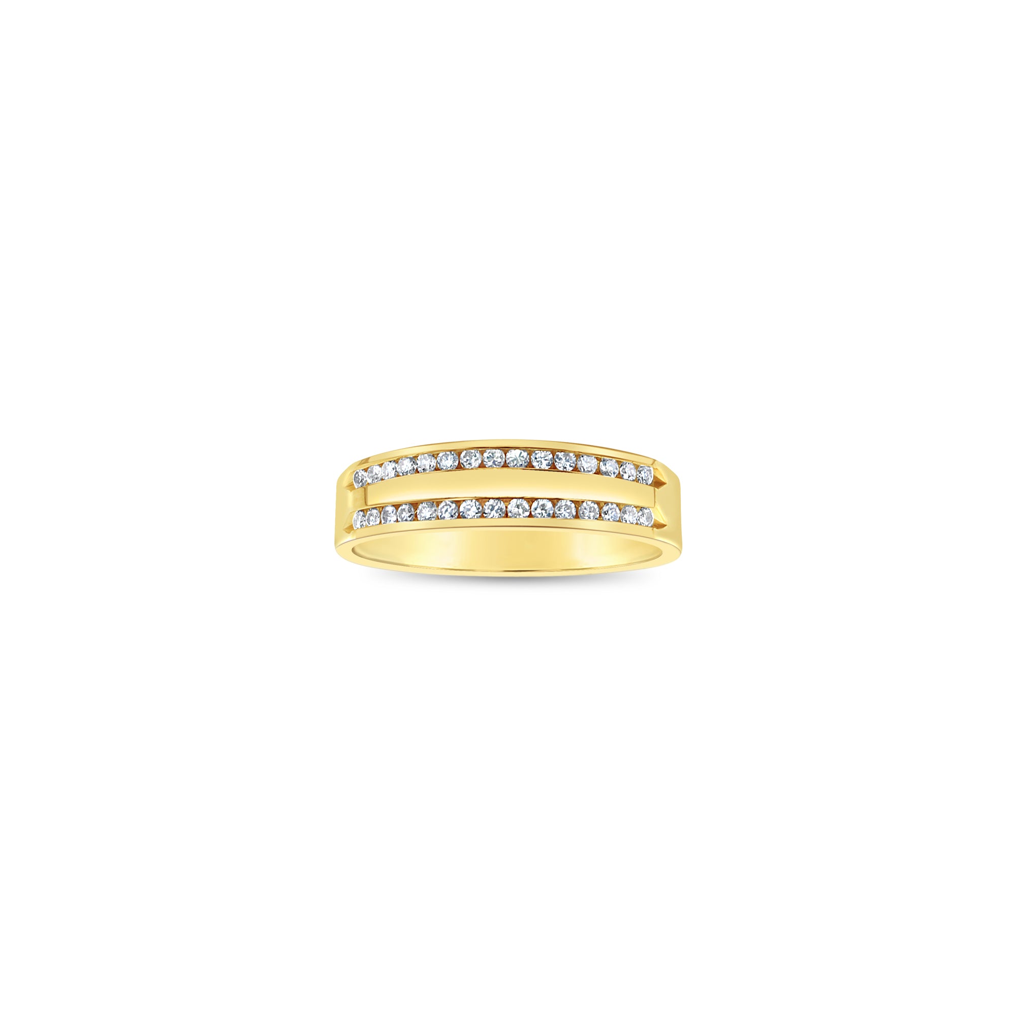 Double Row Round Diamond Wedding Band