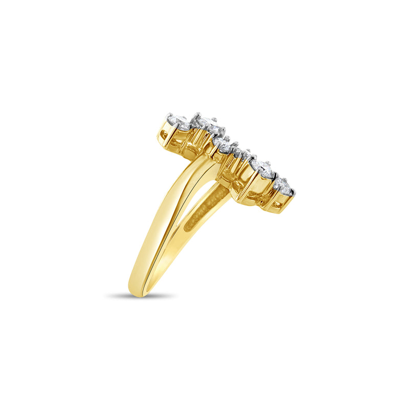 Vertical Diamond Cocktail Ring .75cttw 14k Yellow Gold