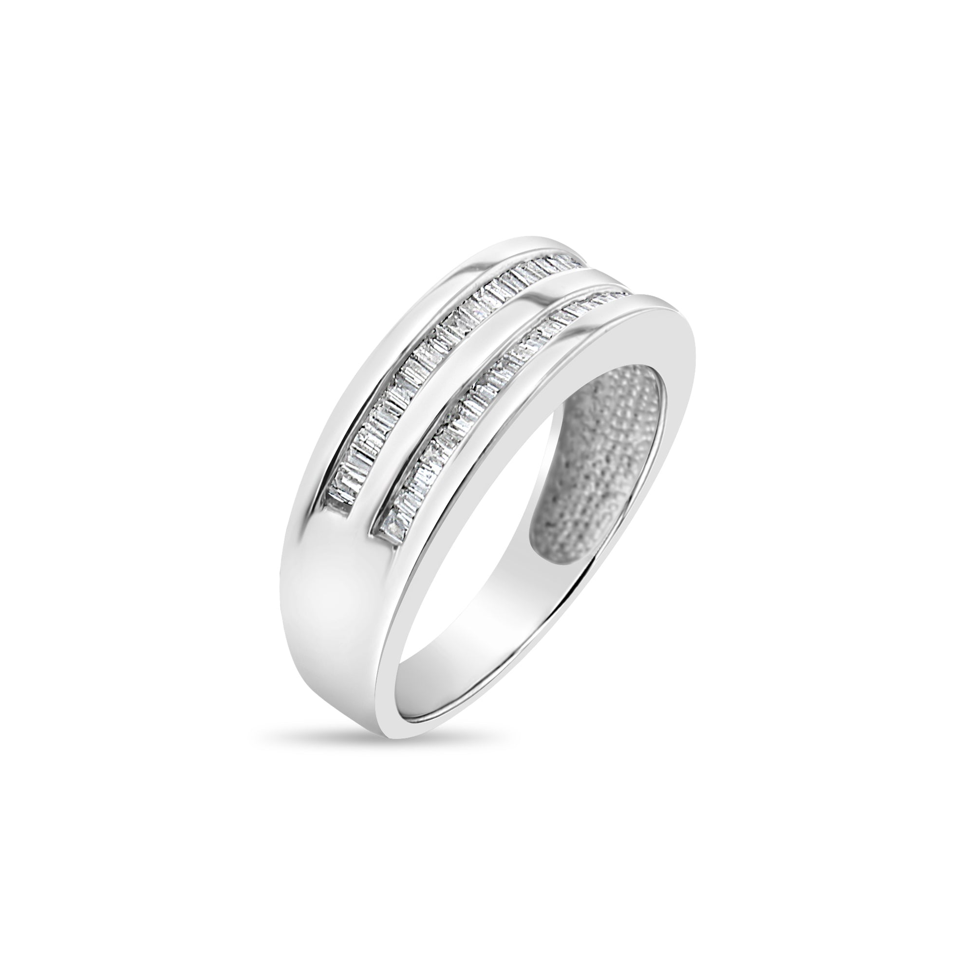 7MM Double Row Baguette Diamond Wedding Band