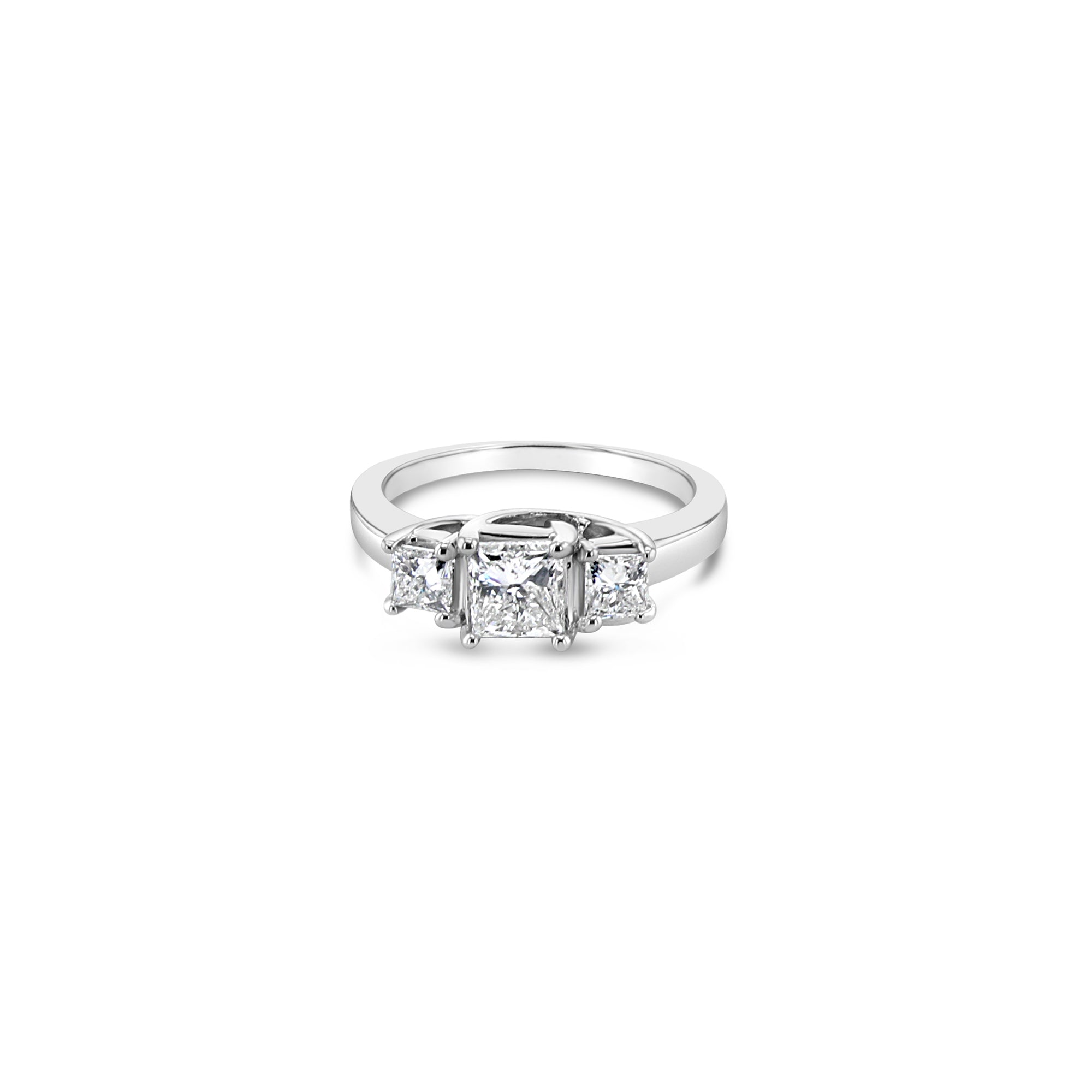 Princess Cut Three-Stone Diamond Ring 1.52cttw 14k White Gold