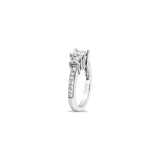 Princess Cut Three-Stone Diamond Ring with Diamond Accents 1.31cttw 14k White Gold