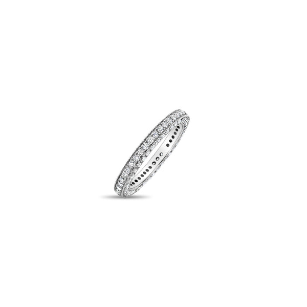 1 Carat Bead Set Diamond Pave Wedding Band 18k White Gold