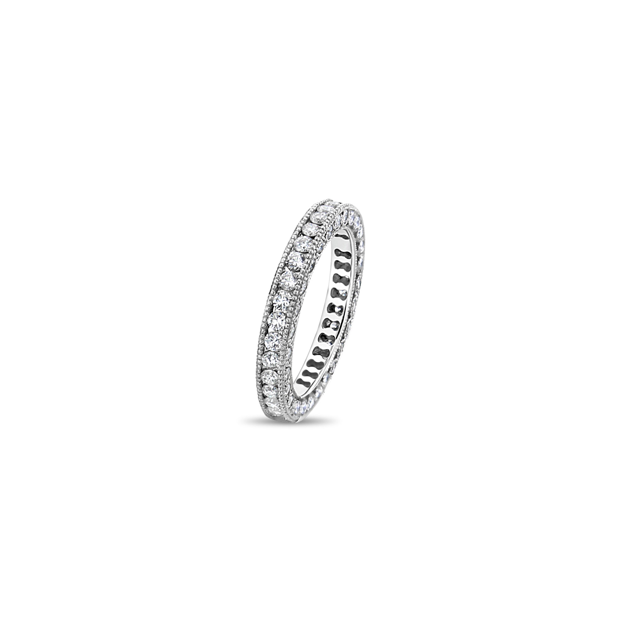 Bead Set Diamond Pave Wedding Band 14k White Gold