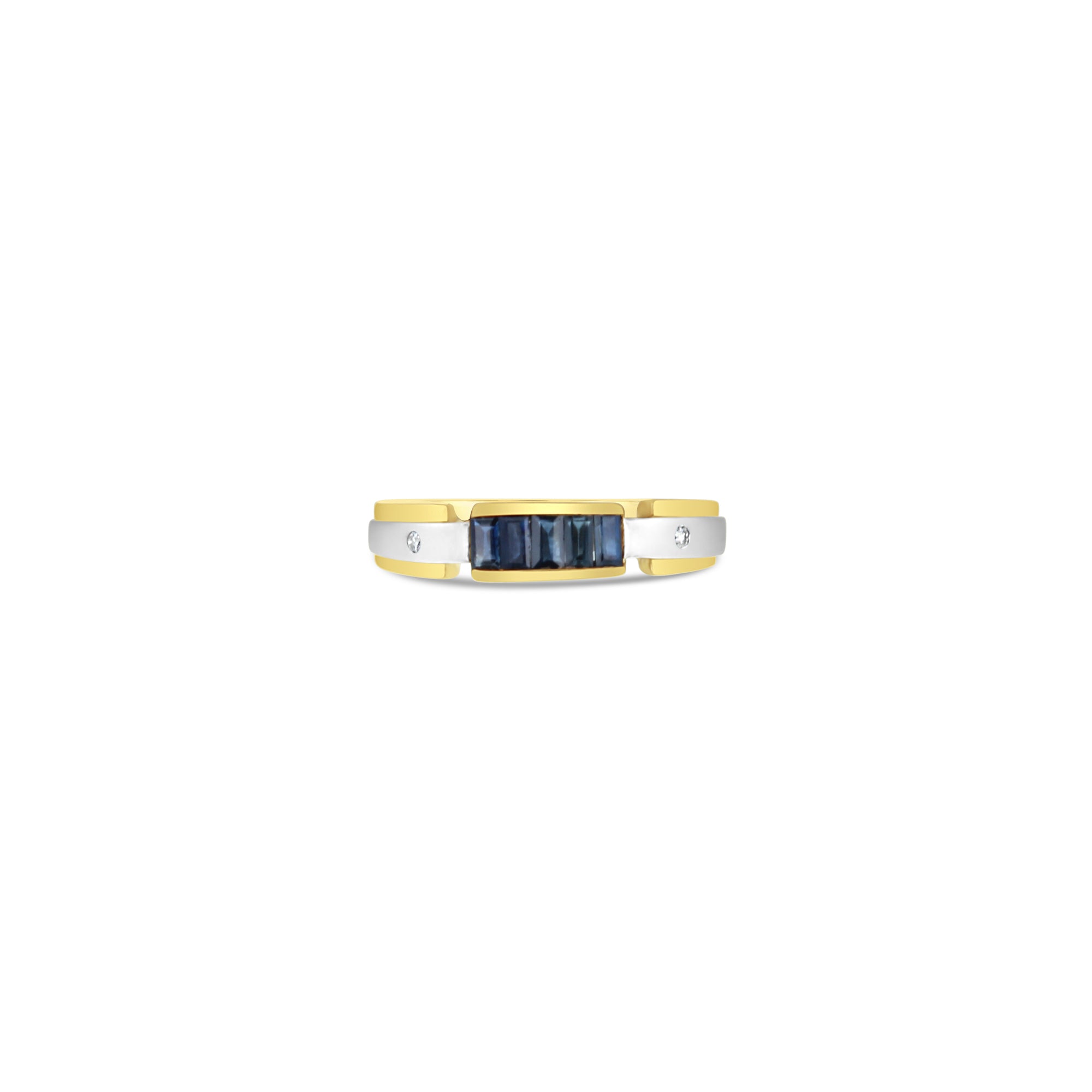 Sapphire Multi-Toned Gold Ring with Satin Finish