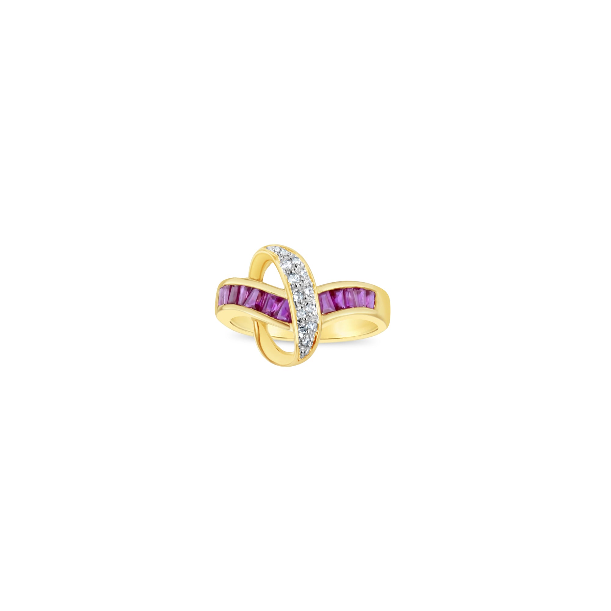 Bague pavée de rubis et de diamants ou bague saphir et diamants