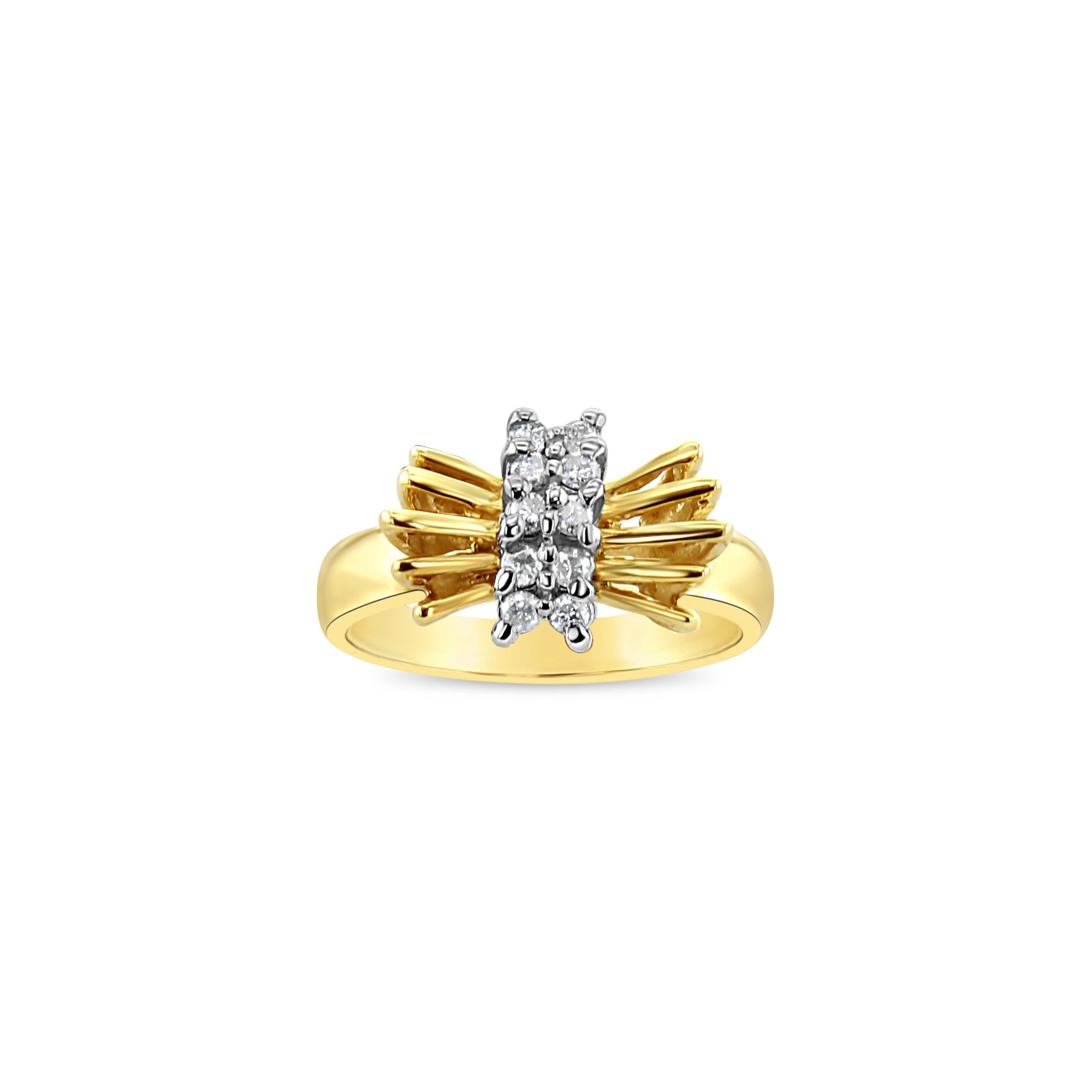 Anillo estilo lazo de diamantes en oro amarillo de 14 k