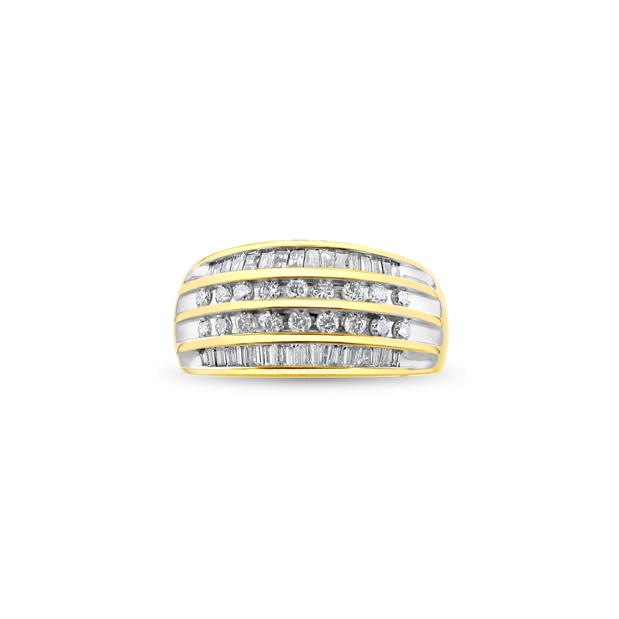 Four Row Vintage Diamond Wedding Band 14k Two-Toned Gold