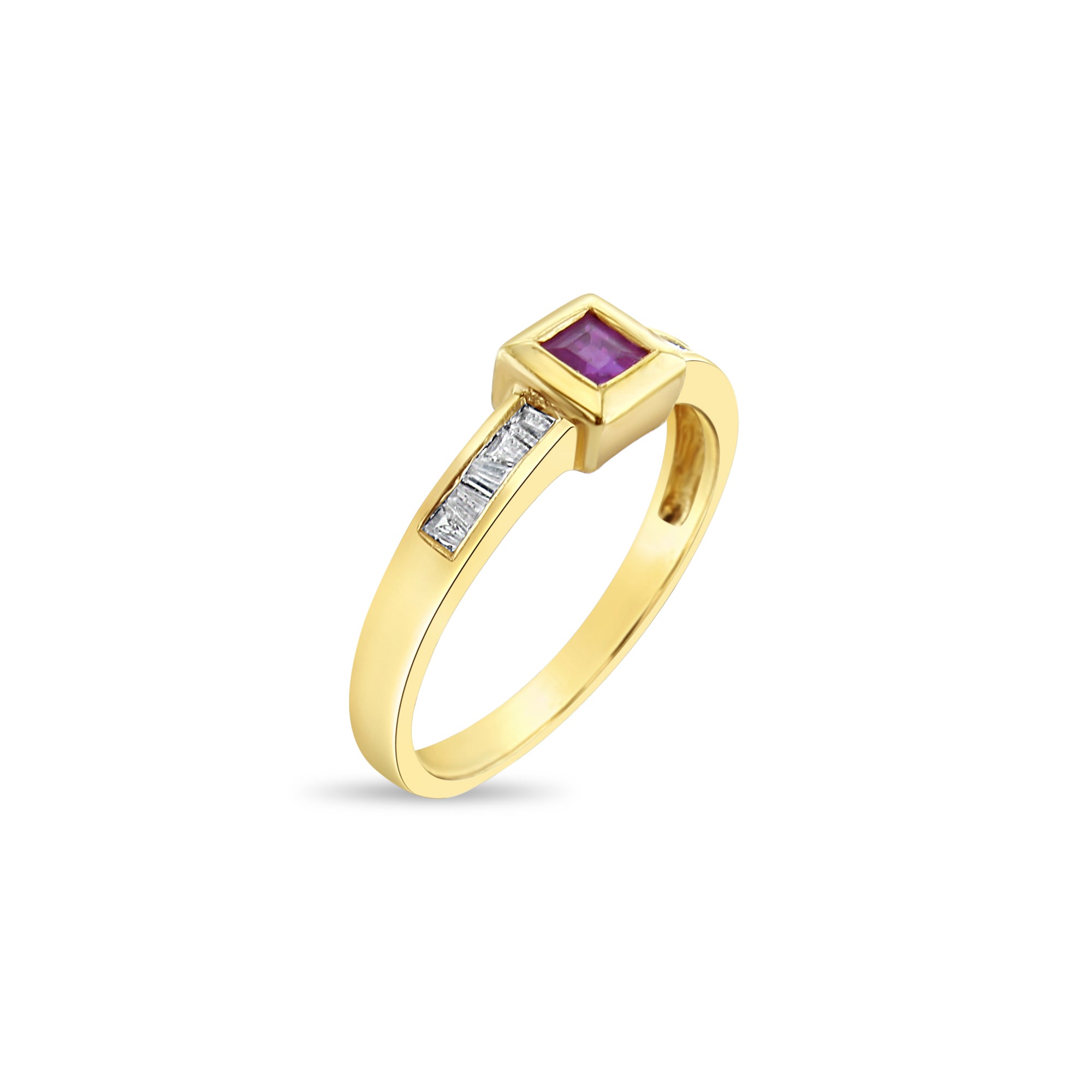 Ruby & Diamond Vintage Style Ring 14k Yellow Gold