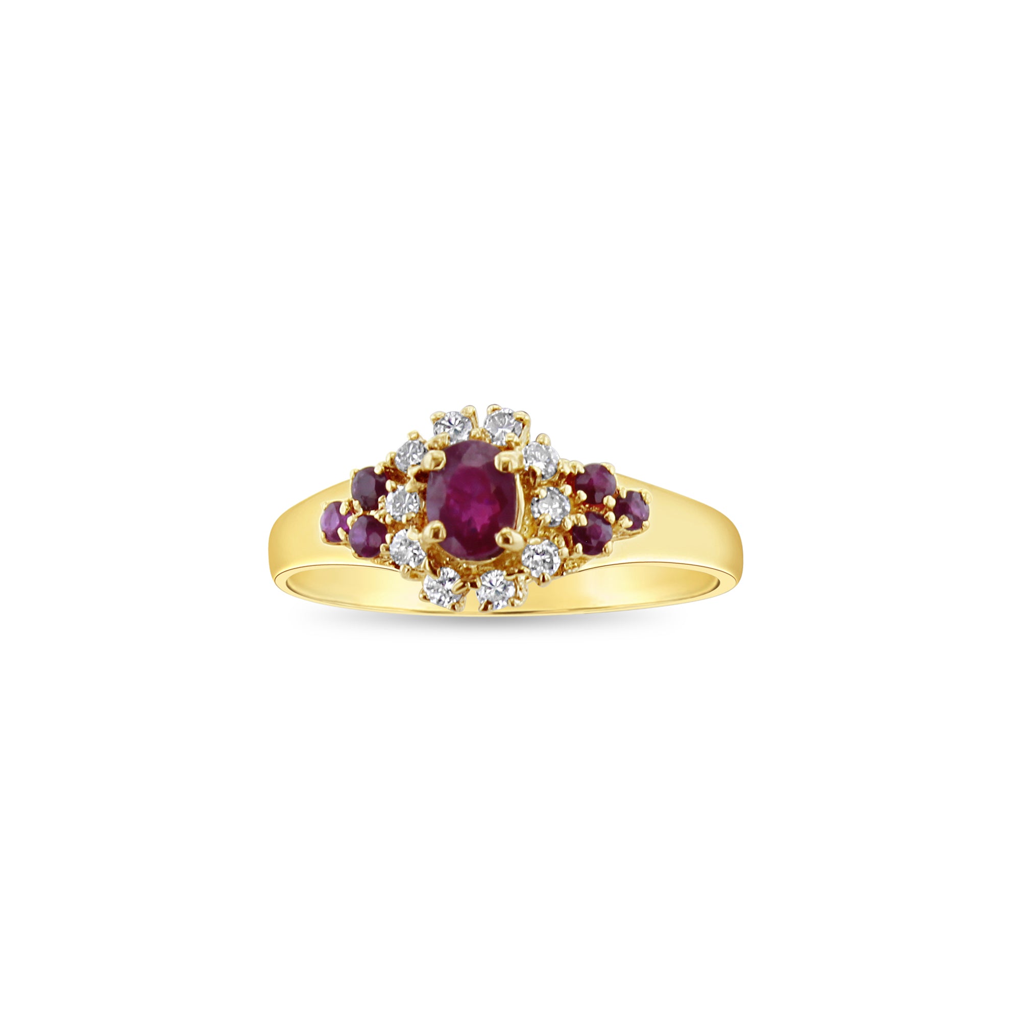 Ruby & Diamond Cluster Vintage Engagement Ring