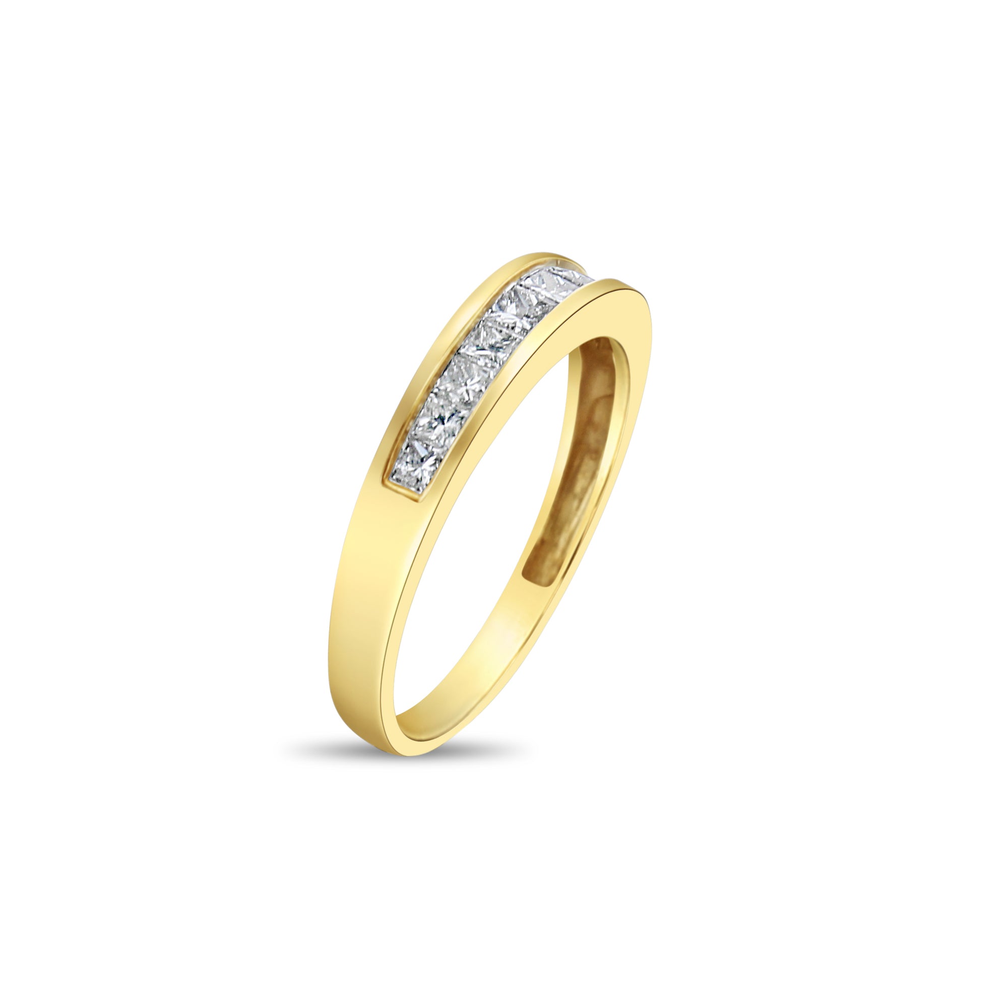 Princess Cut Diamond Wedding Band 14k Yellow Gold