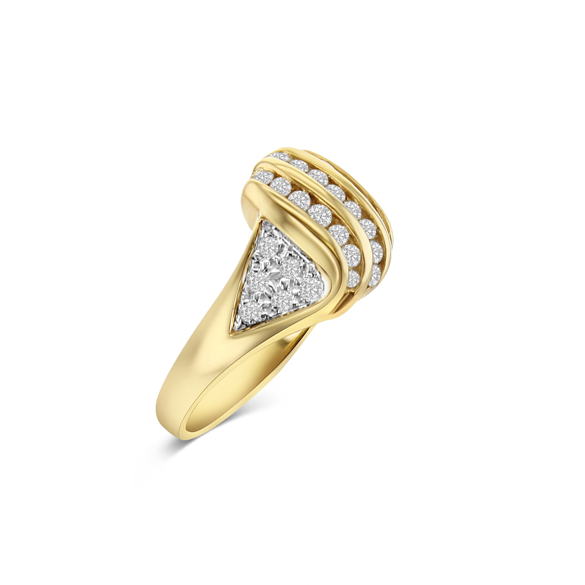 Diagonal Diamond Cluster Wedding Band 14k Yellow Gold