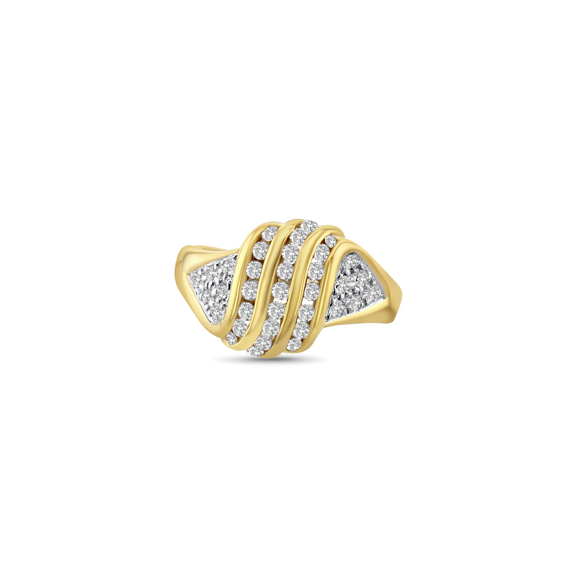 Diagonal Diamond Cluster Wedding Band 14k Yellow Gold