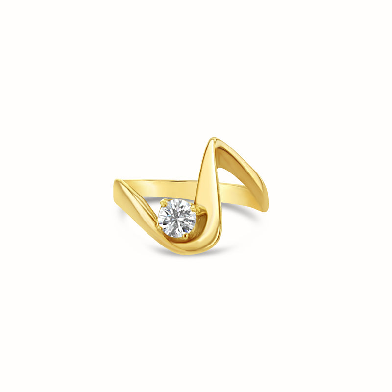 Musical Note Diamond Ring .25cttw 14k Yellow Gold