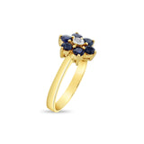 Sapphire Flower Shaped Ring  14K Yellow Gold