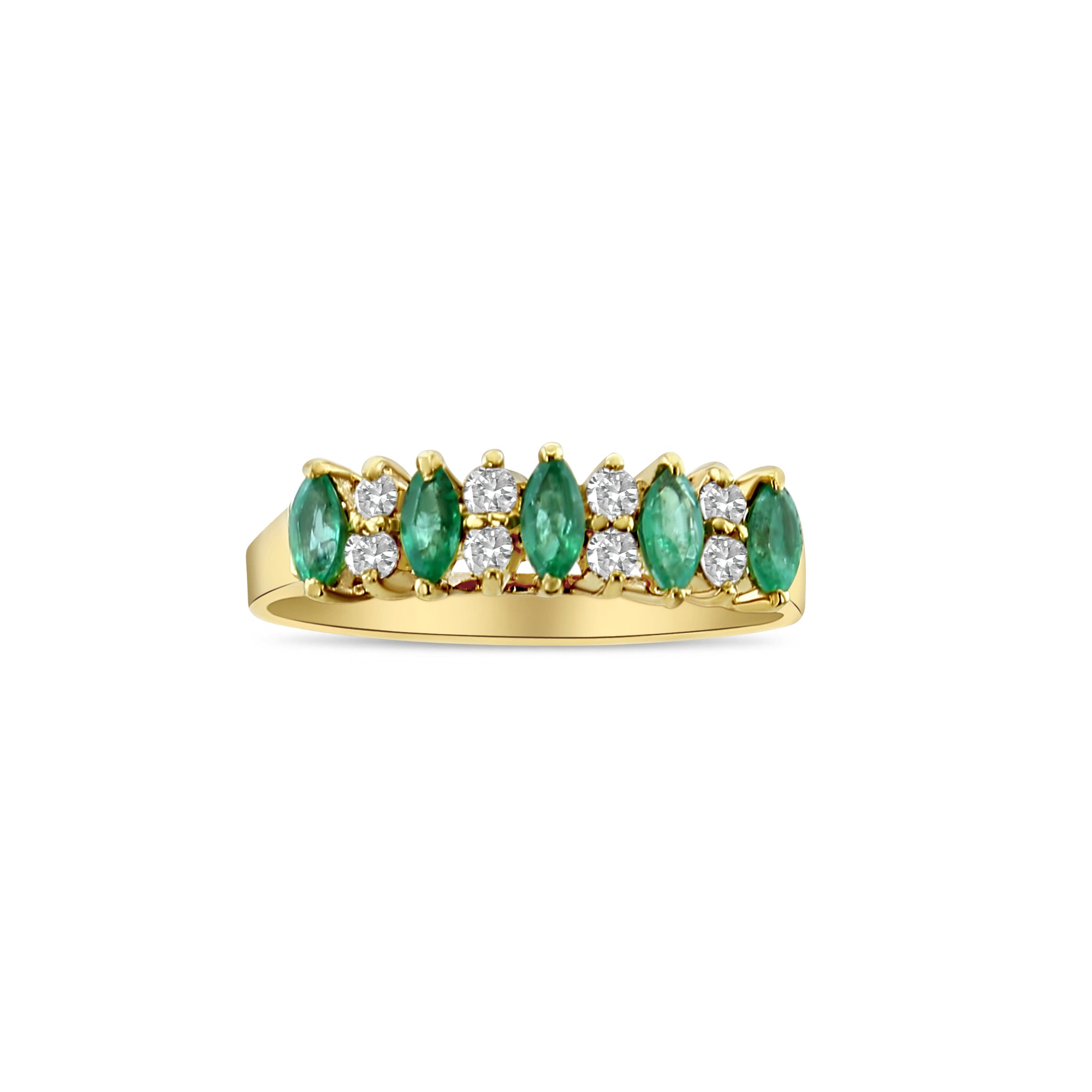 Marquise Emerald & Diamond Wedding Band