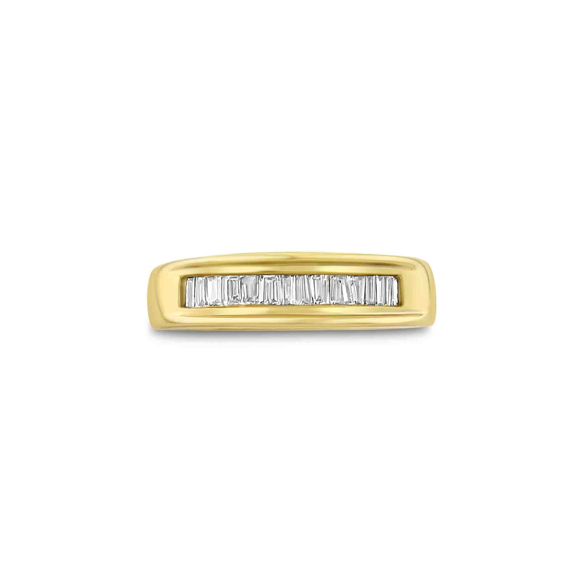 Alliance de mariage en or jaune 14 carats avec diamants baguettes de 5 mm