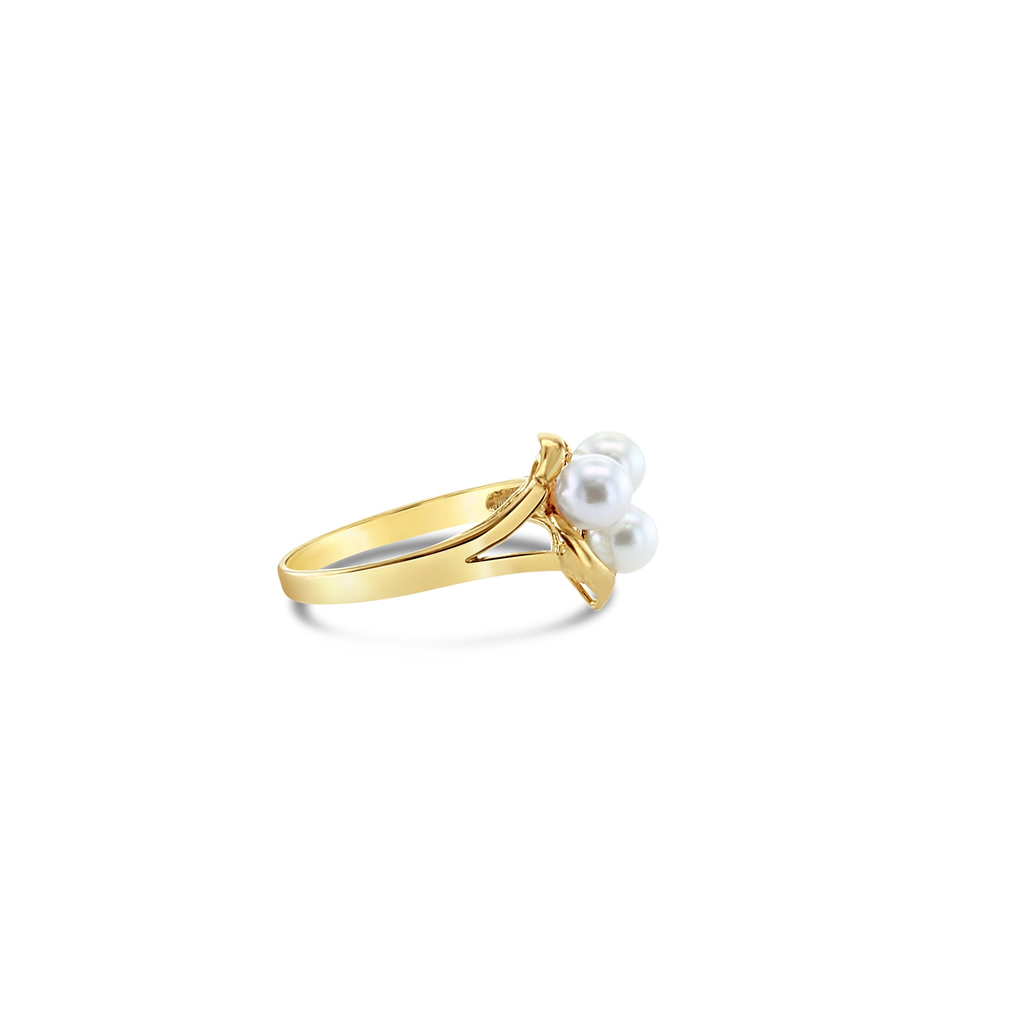 Three Pearl Cluster Ring 14k Yellow Gold