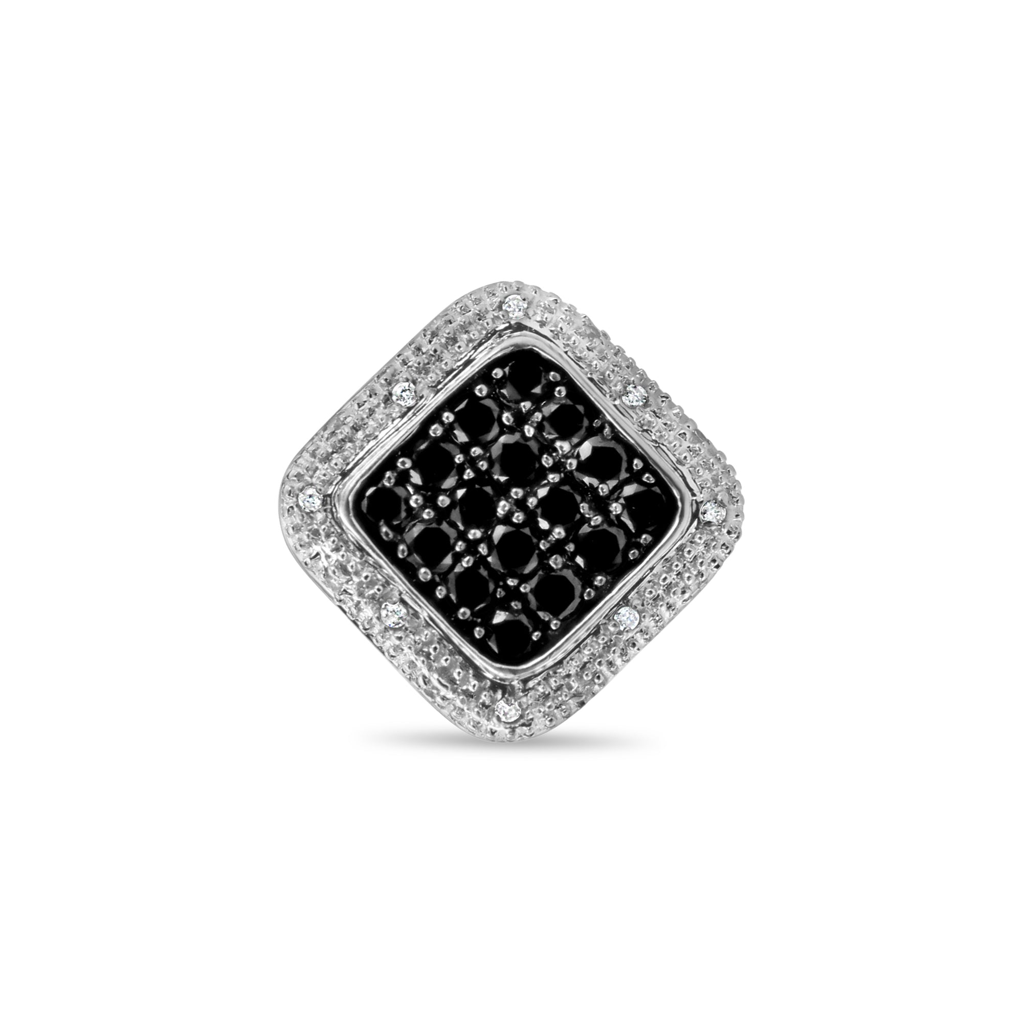 Black & White Diamond Vintage Cocktail Ring 14k White Gold