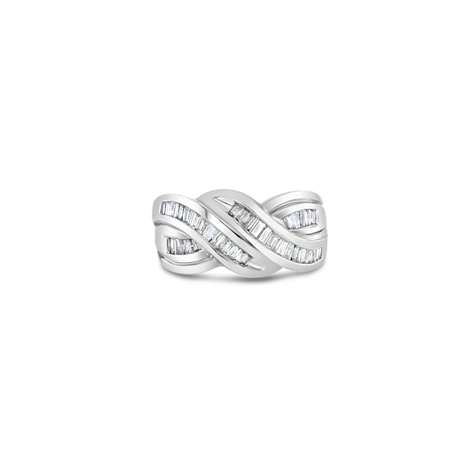 One Carat Diamond Baguette Ribbon Ring