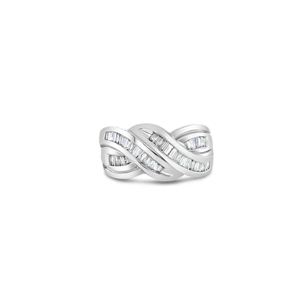 One Carat Diamond Baguette Ribbon Ring