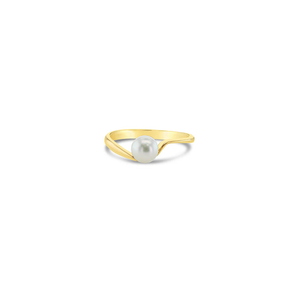 5MM Solitaire Pearl Ring 14k Yellow Gold