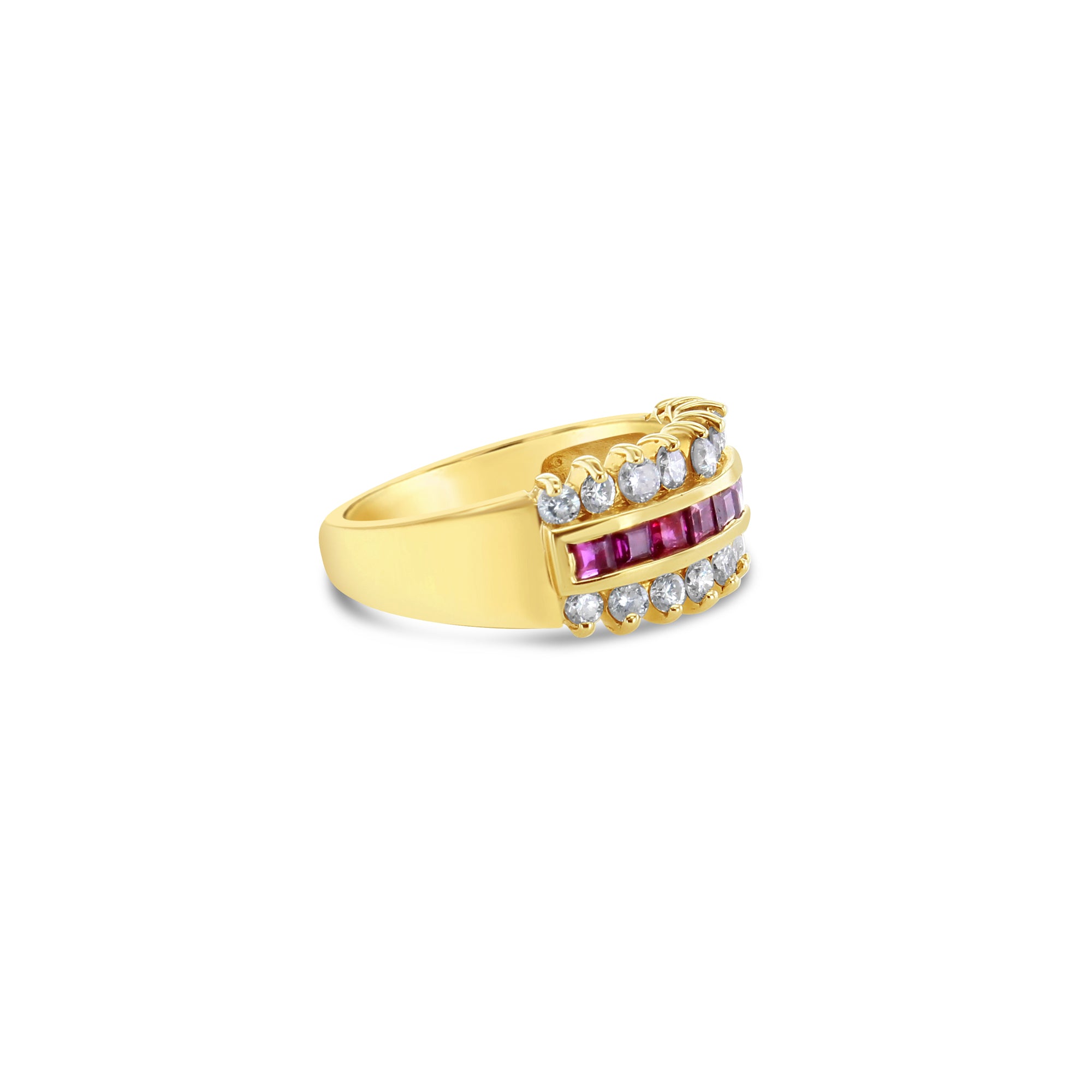 Ruby Diamond Wedding Band 1.55cttw 14K Yellow Gold