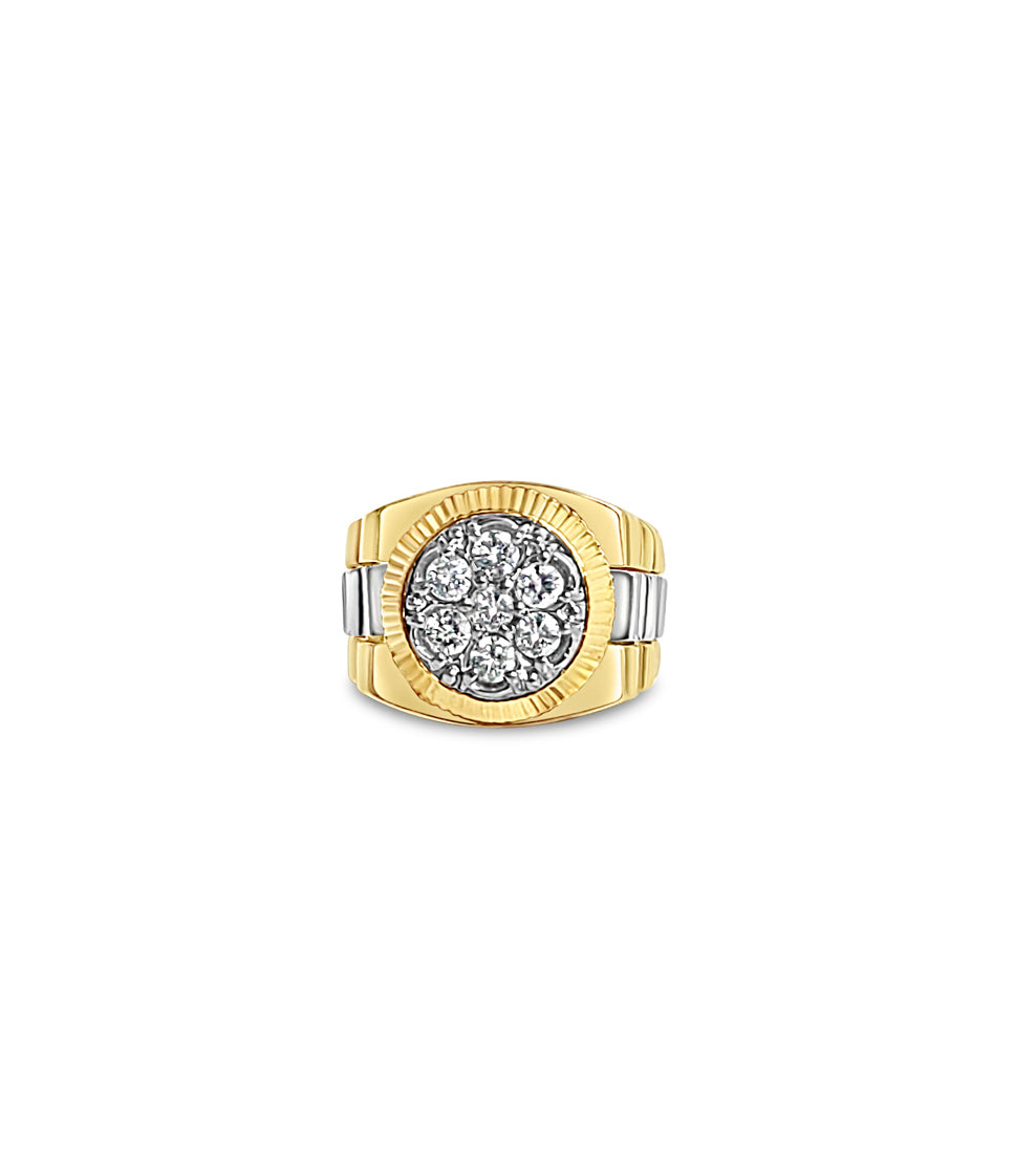 Anillo estilo Rolex con diamantes en racimo presidencial