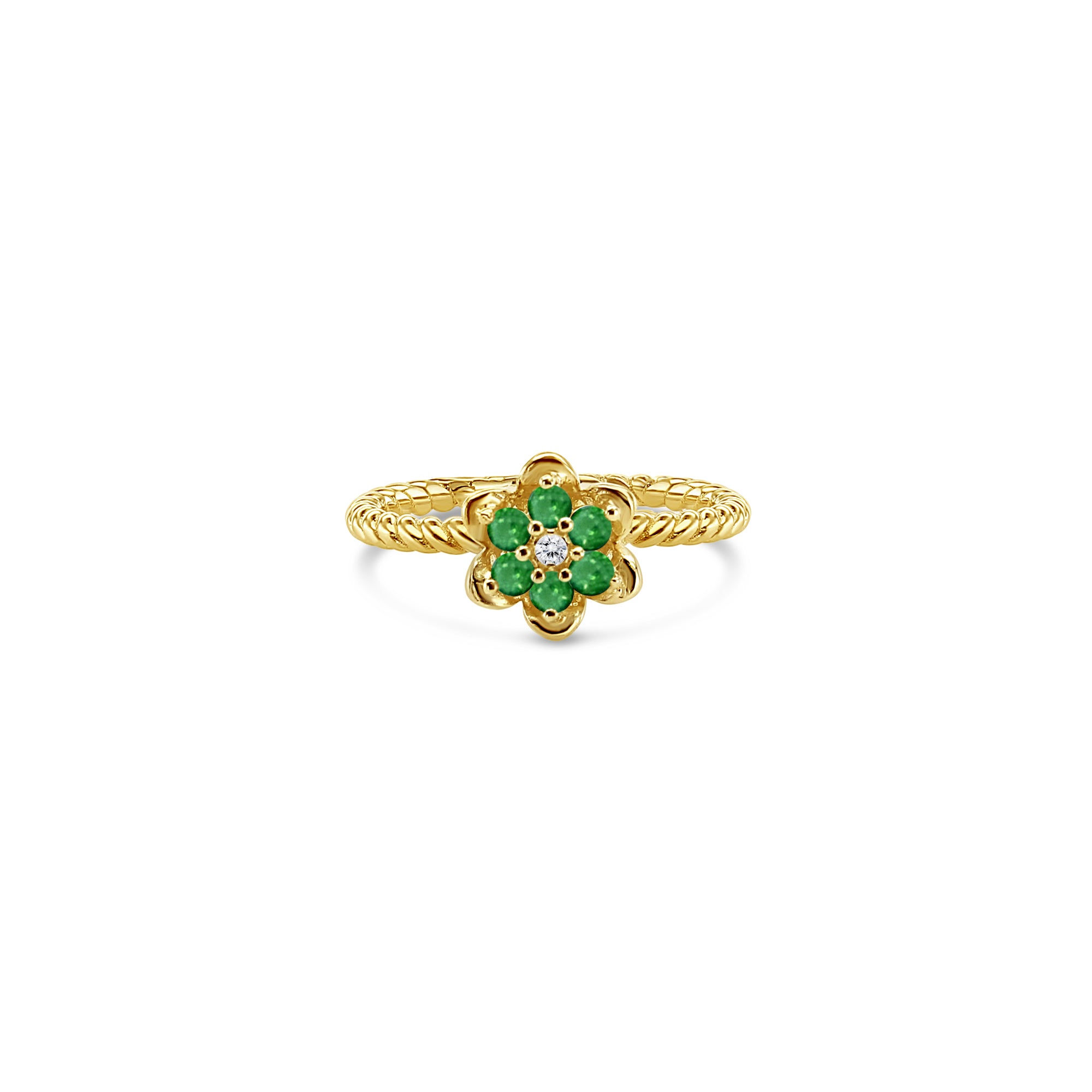 Emerald Tulip Ring 14k Yellow Gold