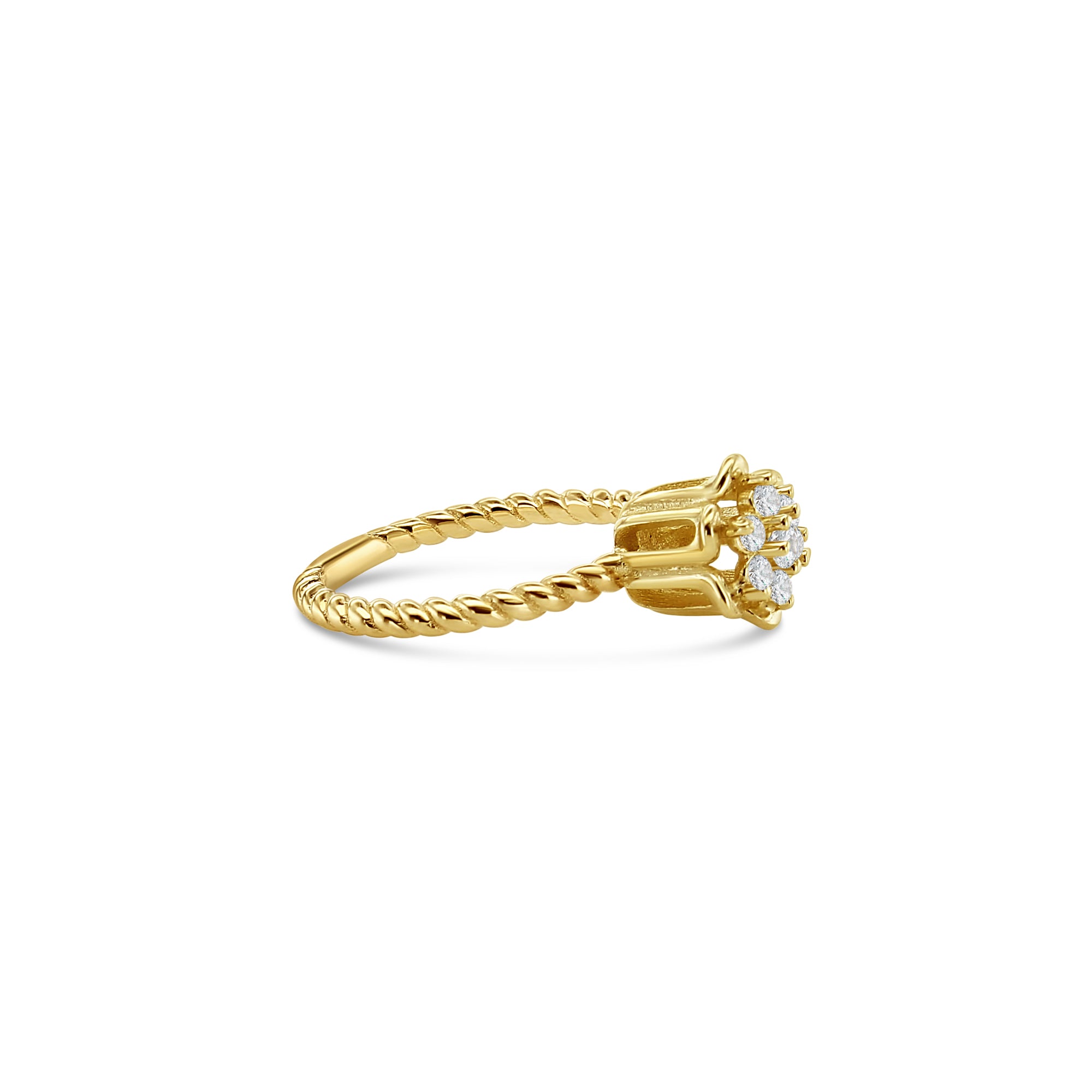 Anillo de oro amarillo de 14 k con tulipán y circonita cúbica