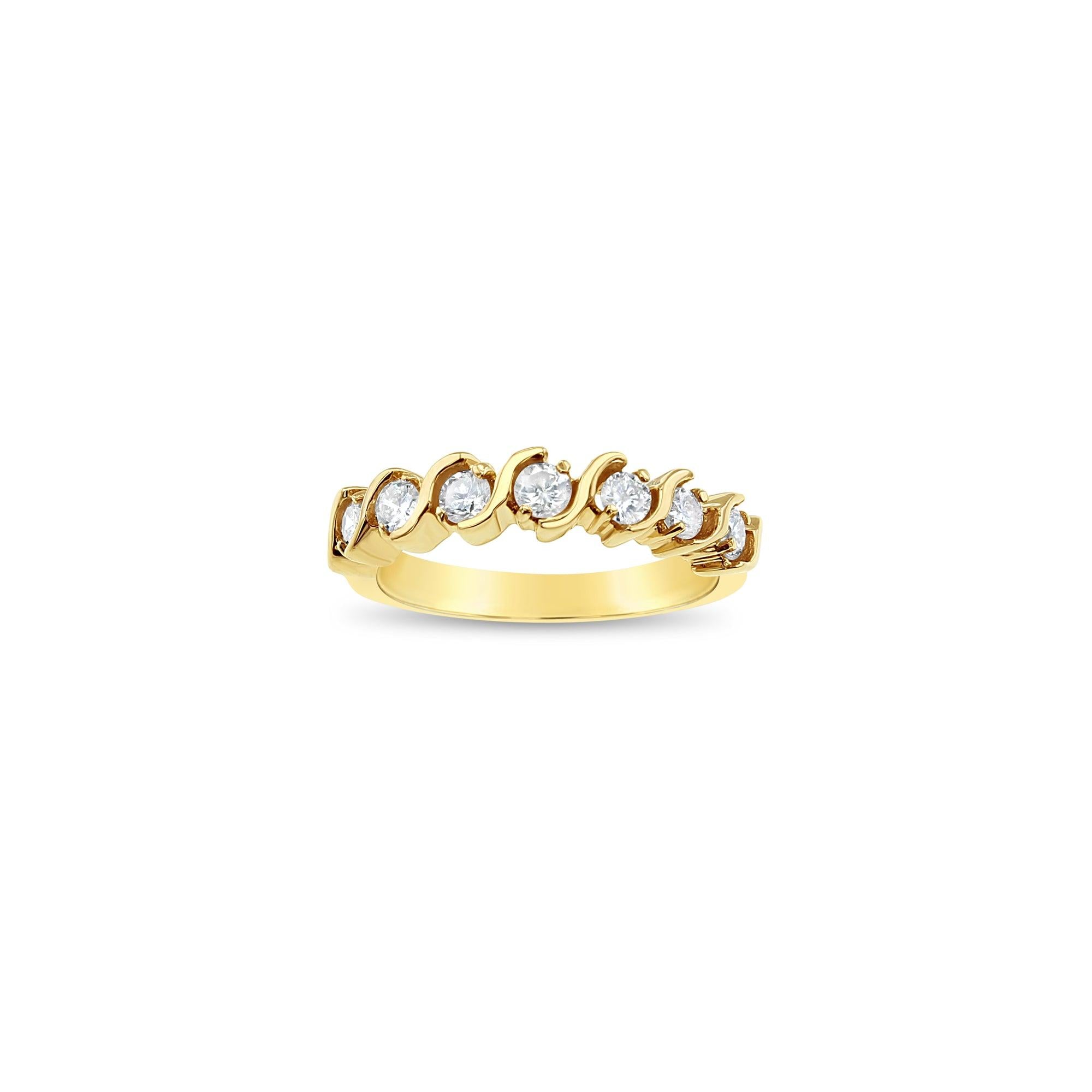 S Style Diamond Wedding Band .60cttw 14k Yellow Gold