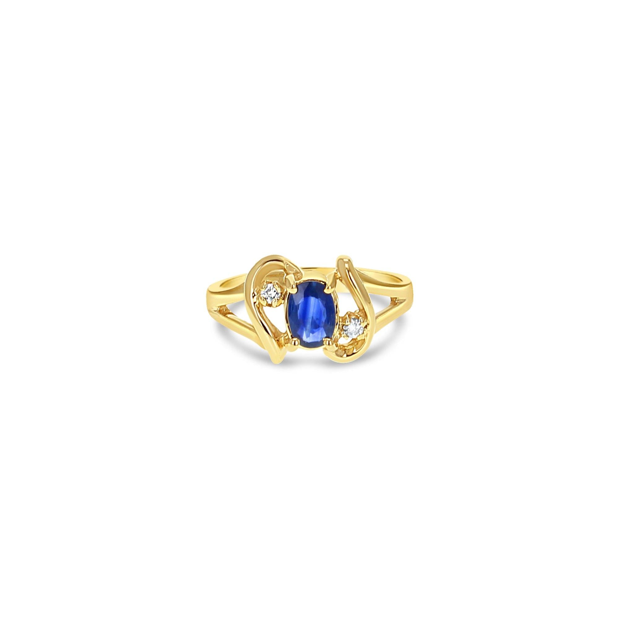 Sapphire Diamond Ring 14K Yellow Gold