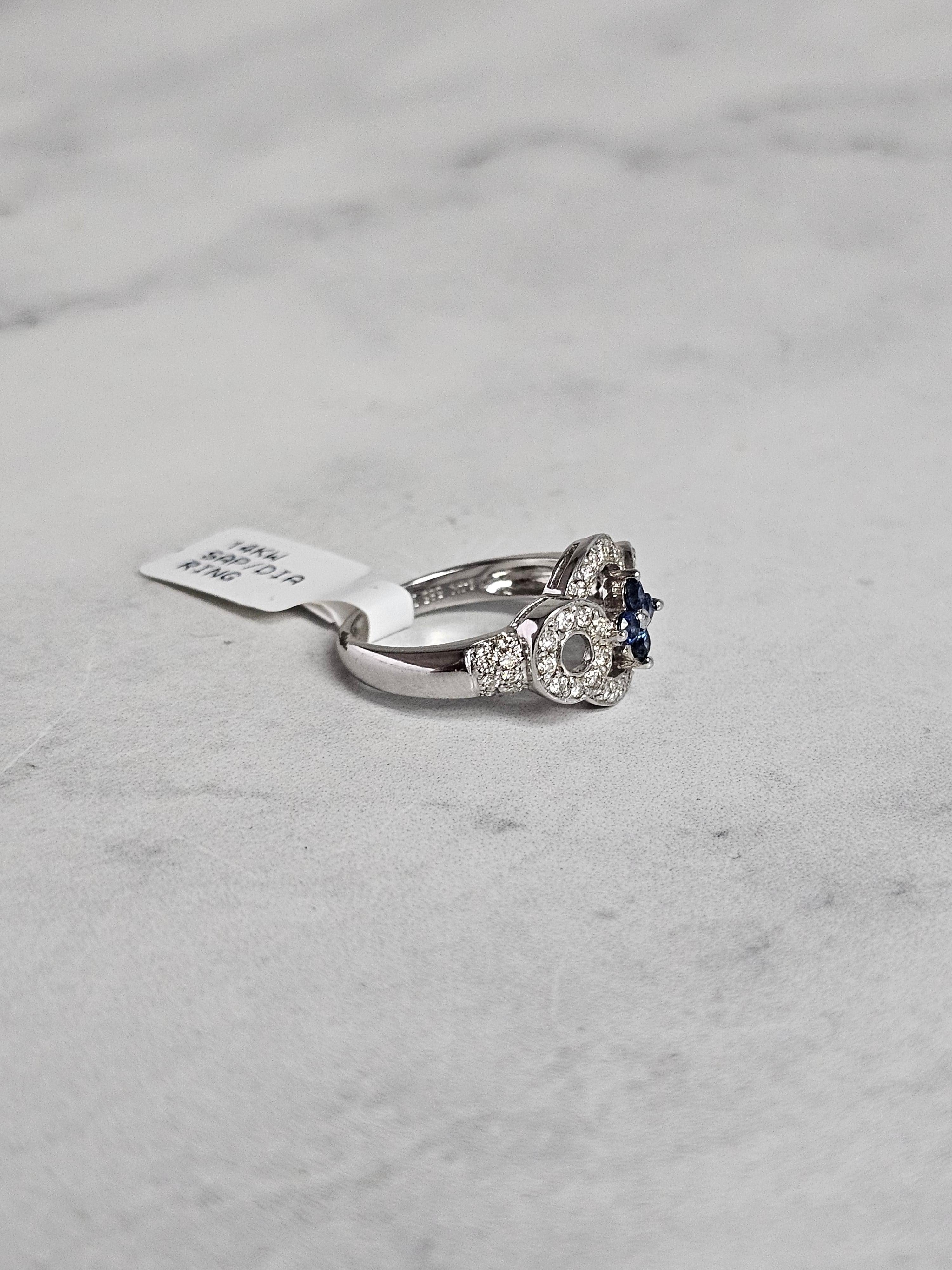 Sapphire Flower with Diamond Accents Vintage Style