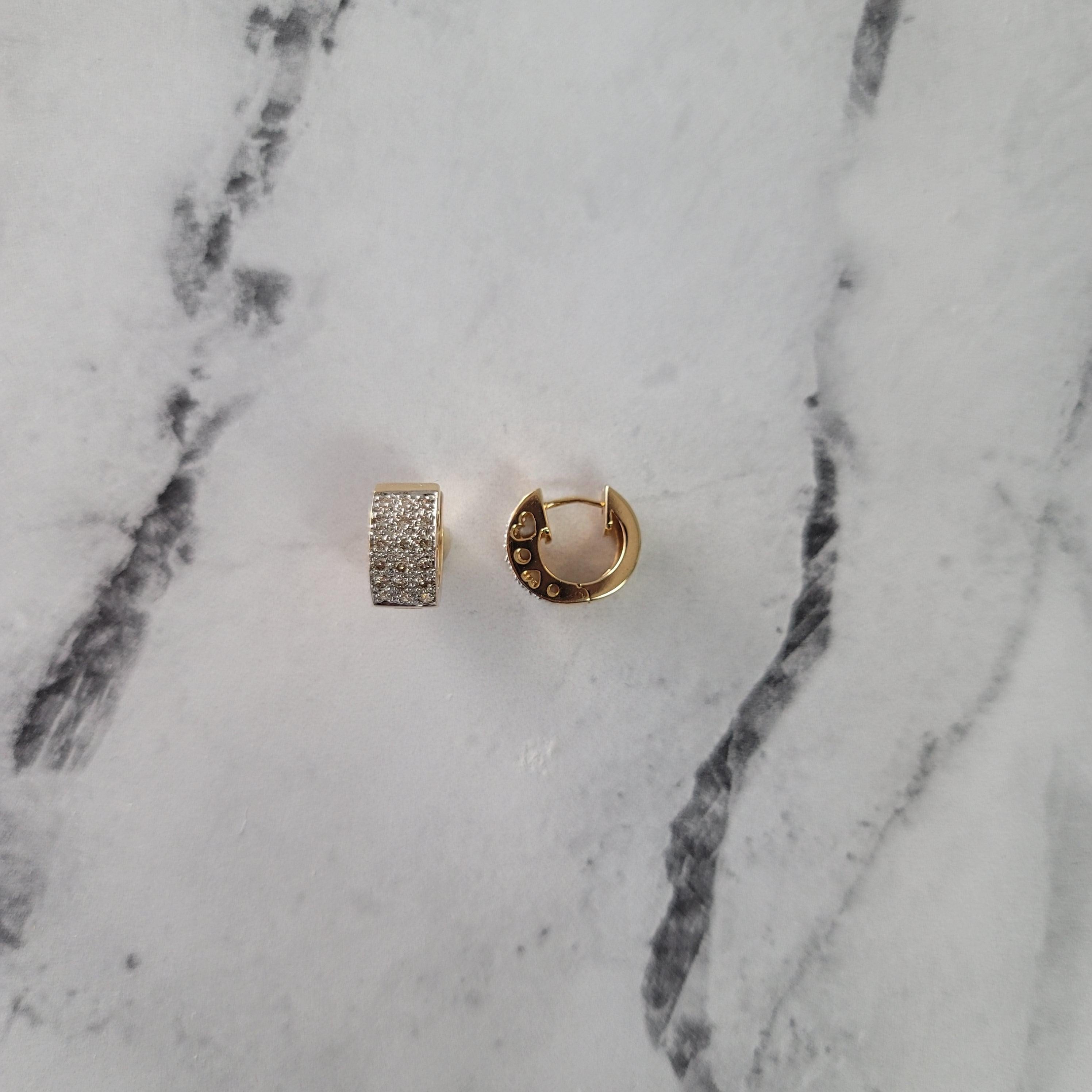 Small Diamond Pave Huggie Earrings 14k Yellow Gold
