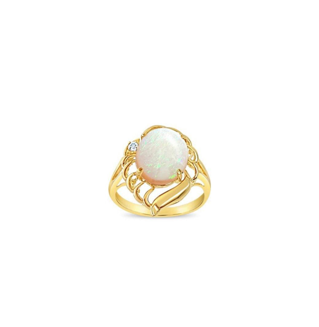 Solitaire Opal Ring 14k Yellow Gold