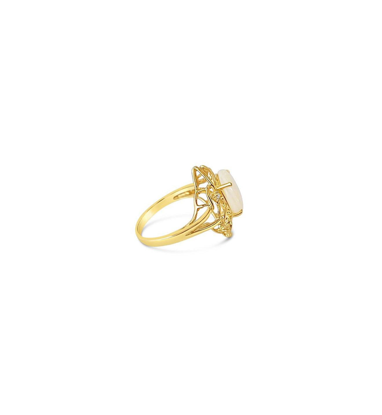 Solitaire Opal Ring 14k Yellow Gold