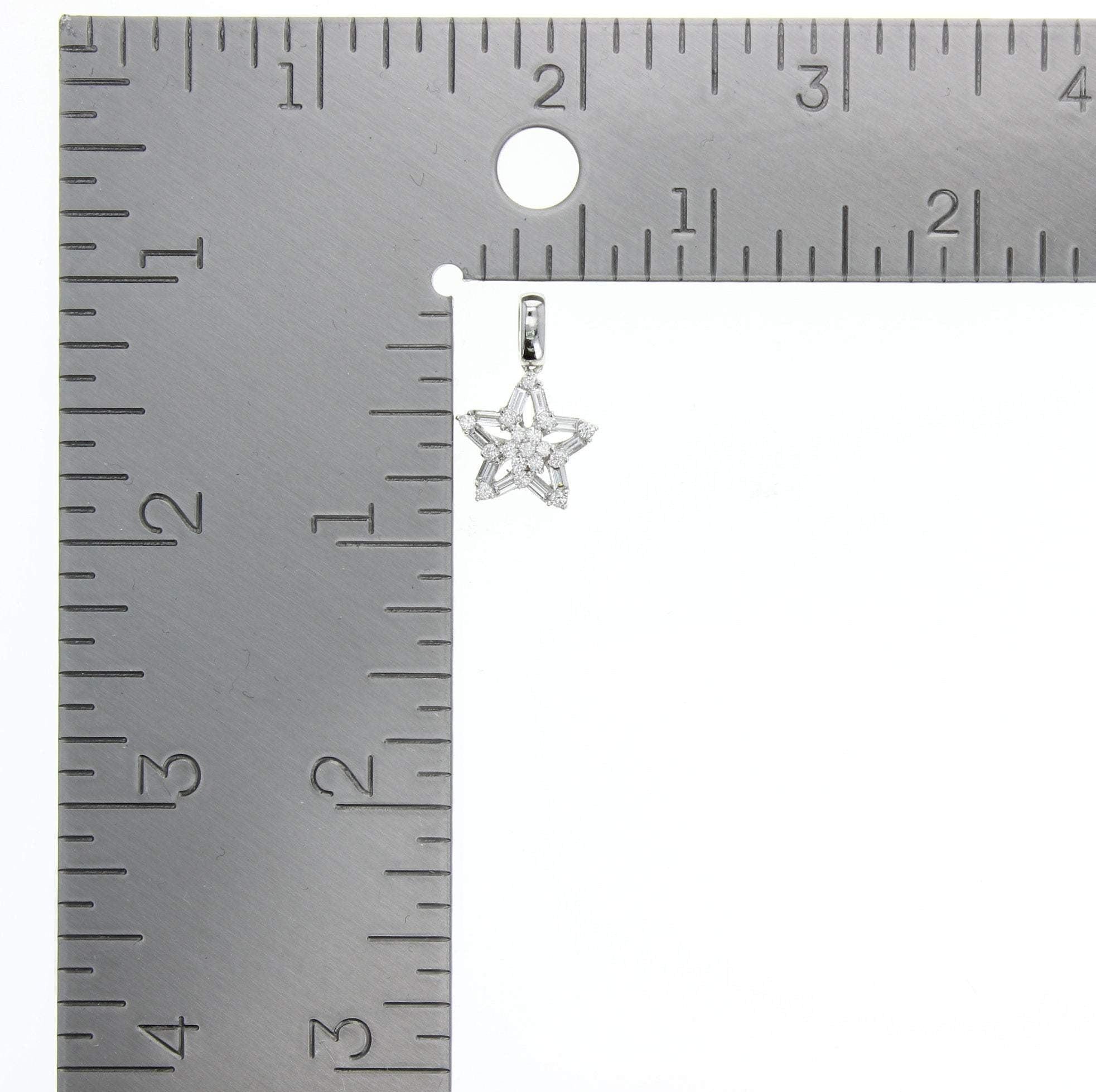 Tapered Baguette Star Pendant .66cttw 18k White Gold