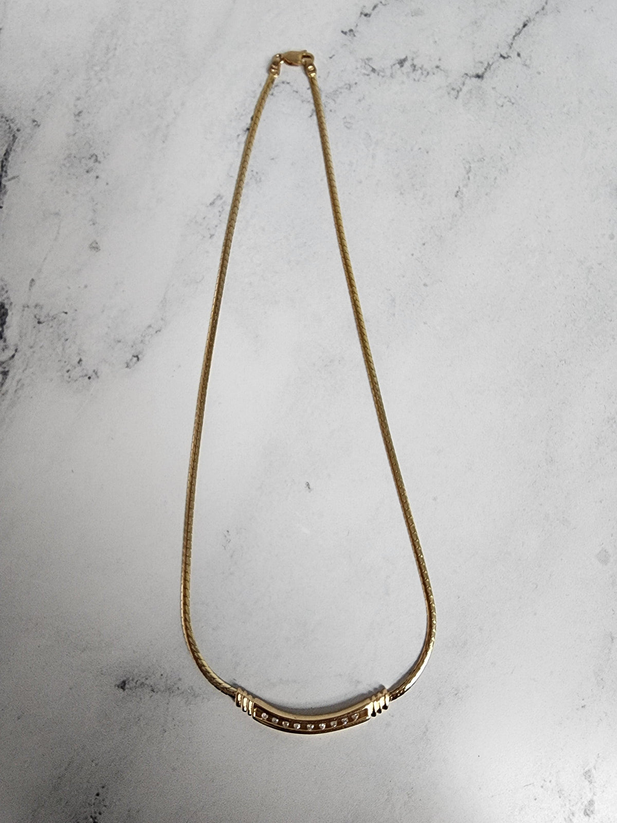 Tension Space Diamond Bar Necklace 14k Yellow Gold