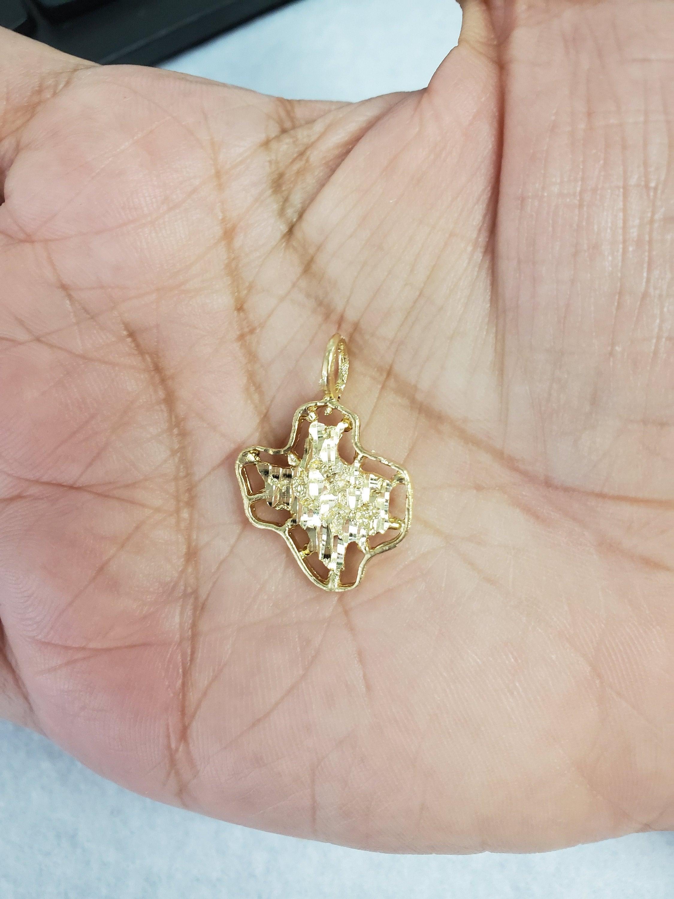 Texas Shaped Cutout Charm/Pendant with Diamond Cuts