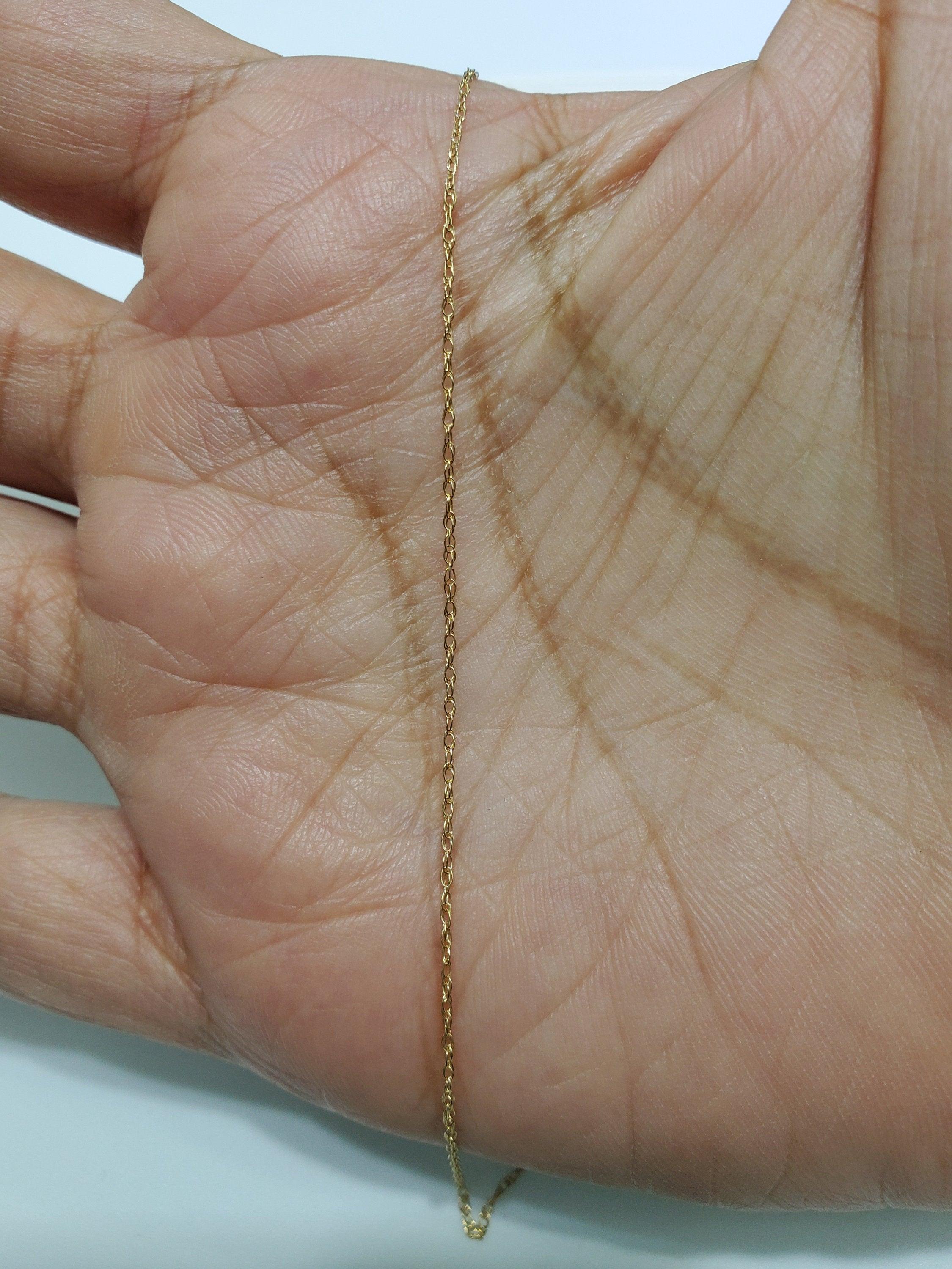 Thin Dainty Solid Gold Rope Chain .95mm 14k Yellow Gold