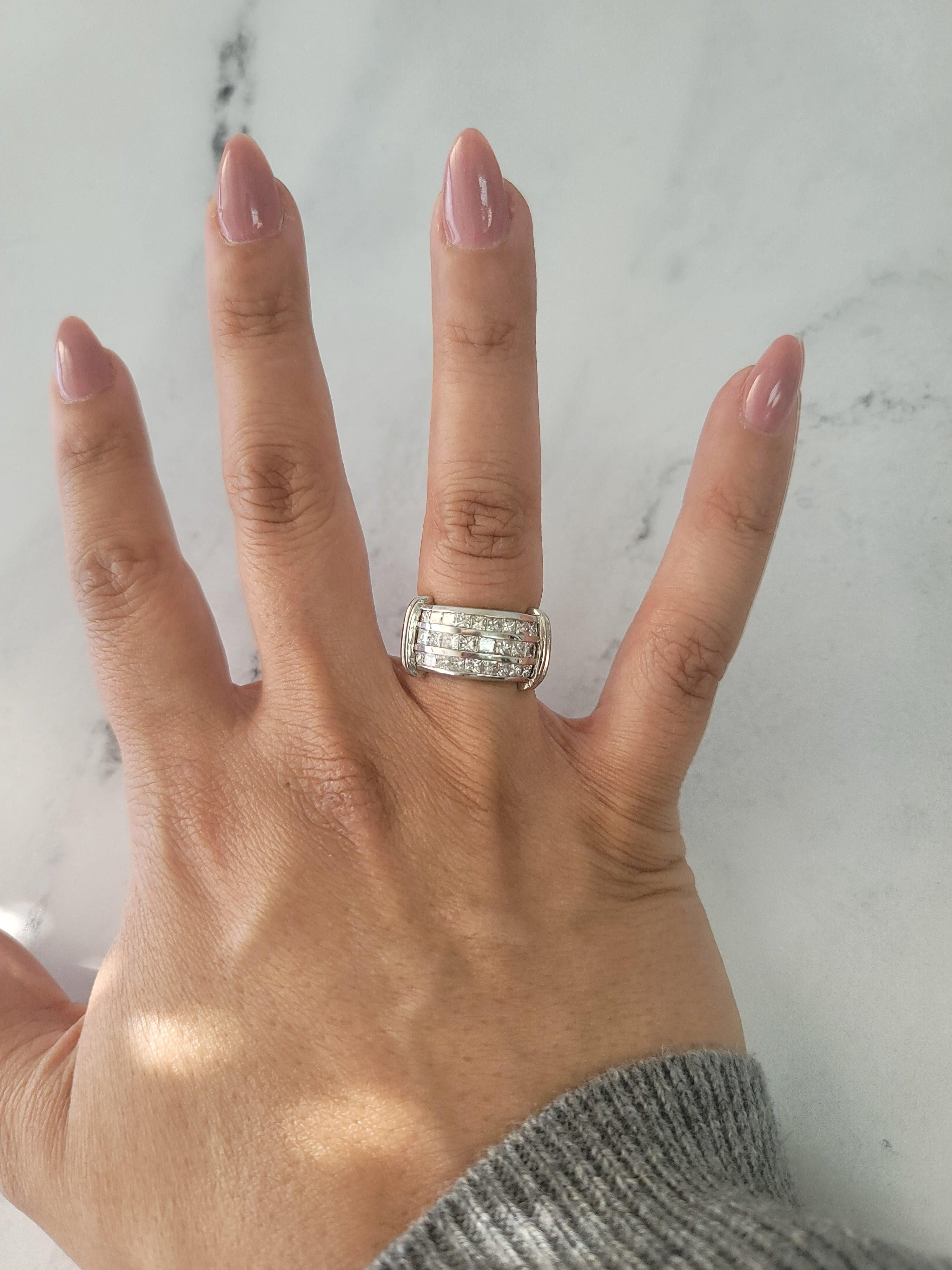 Three Row Princess Cut Diamond Ring 1.86cttw