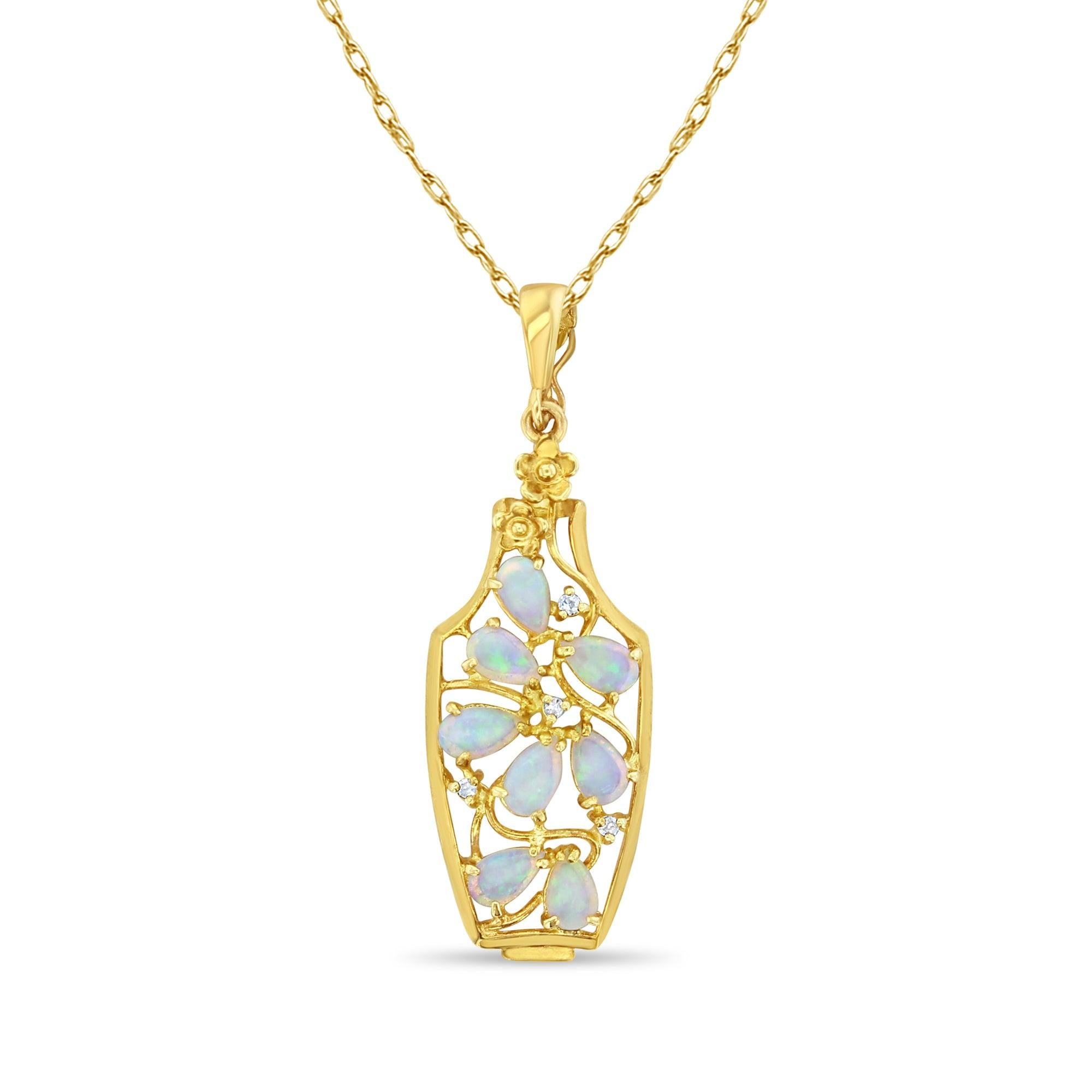 Vase Full of Pear Shaped Opals Necklace