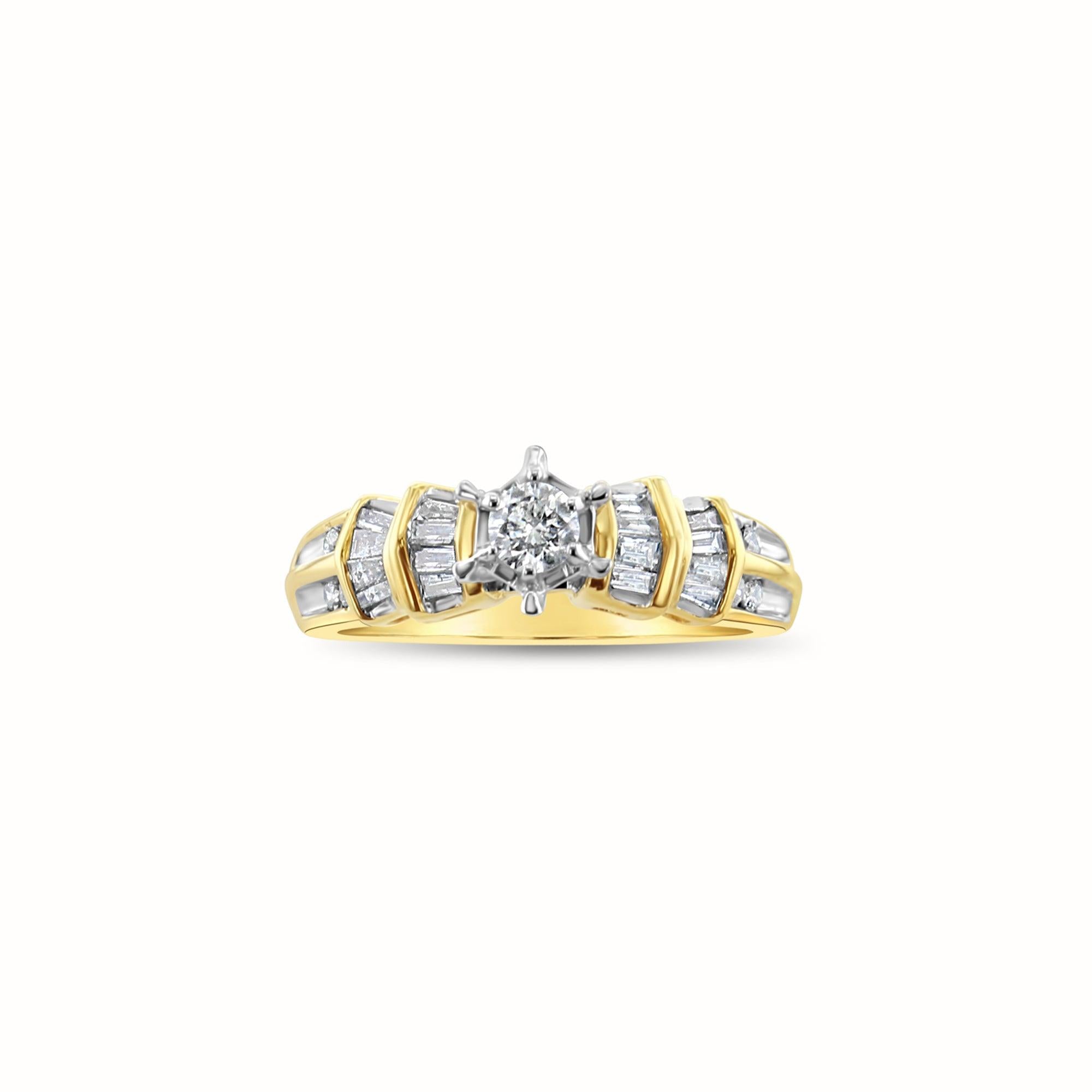Vintage Style Diamond Engagement Ring 14k Two-Toned Gold