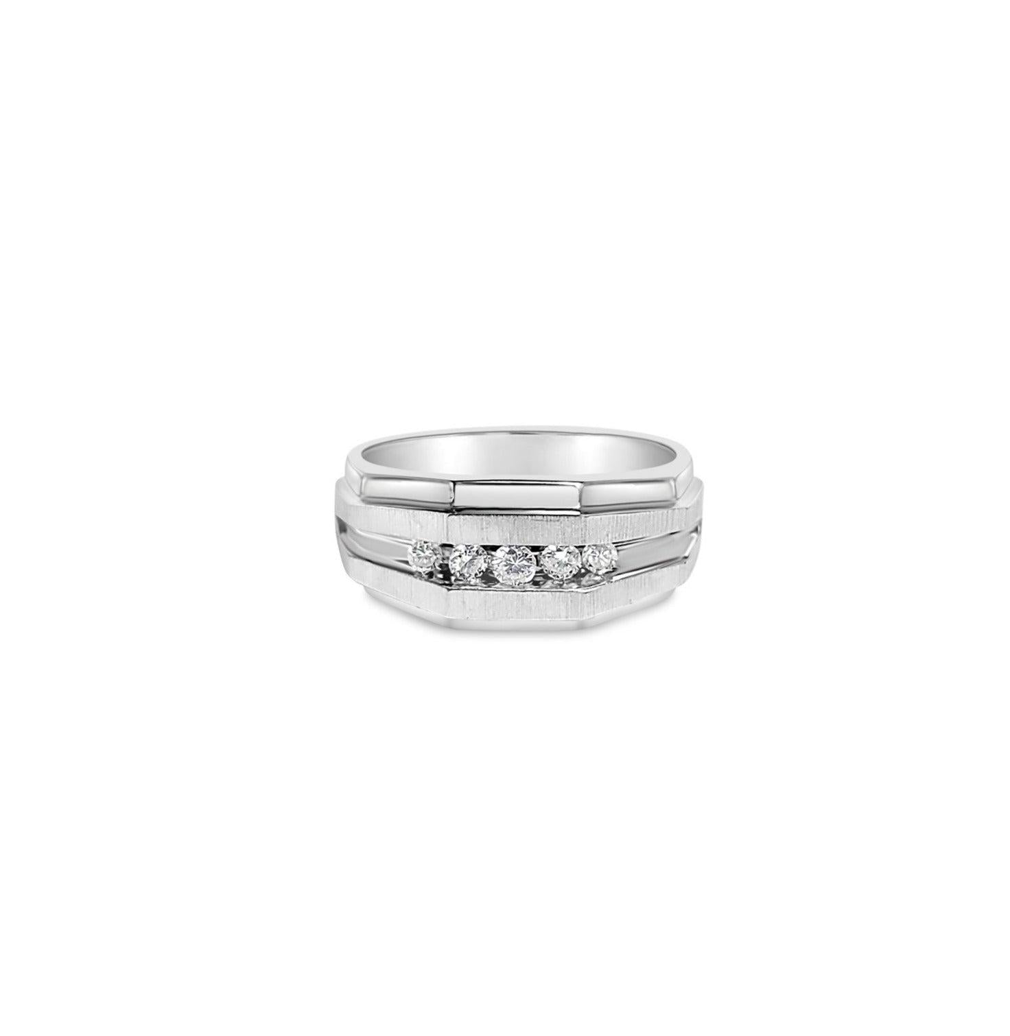 White Gold Diamond Wedding Band with Satin Finish