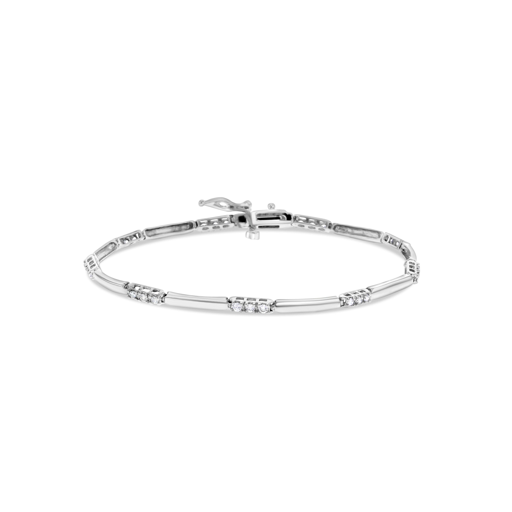 Delicada pulsera de tenis con diamantes de 0,55 ct en oro blanco de 14 k