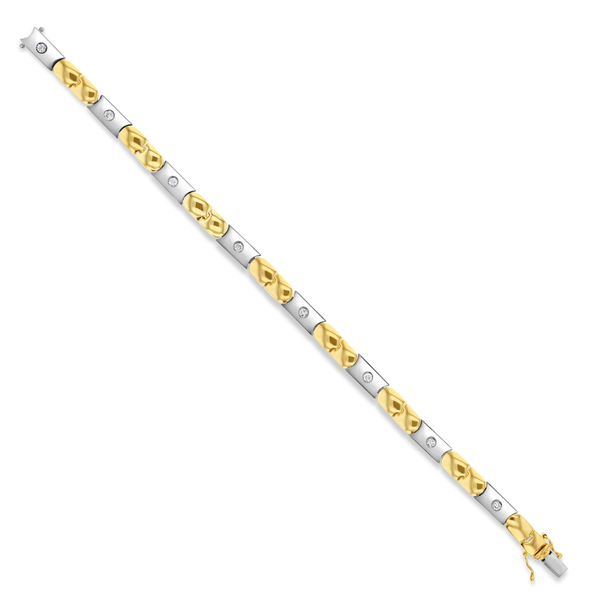 Pulsera de tenis con diamantes de dos tonos y oro de 14 k y medio quilate