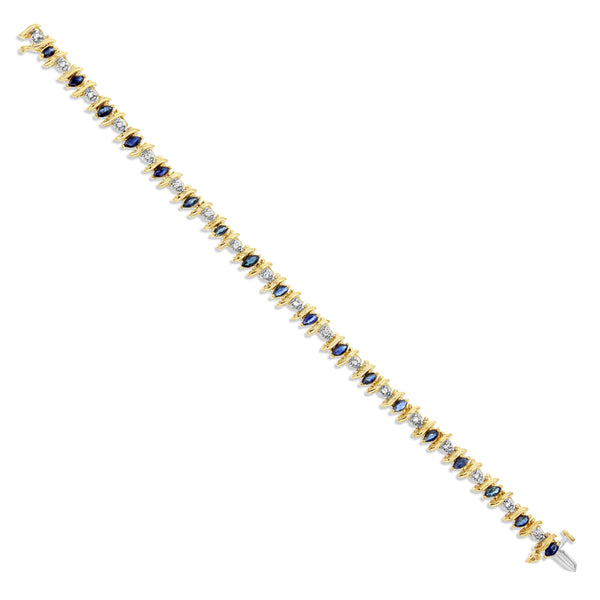 3 Carat S Style Marquise Sapphire Diamond Tennis Bracelet