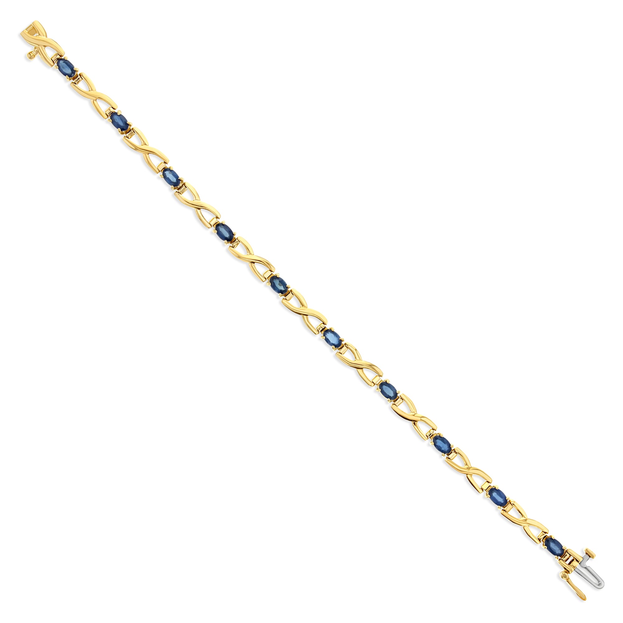 Bracelet de tennis Infinity en or jaune 14 carats avec saphir de 1,50 ct