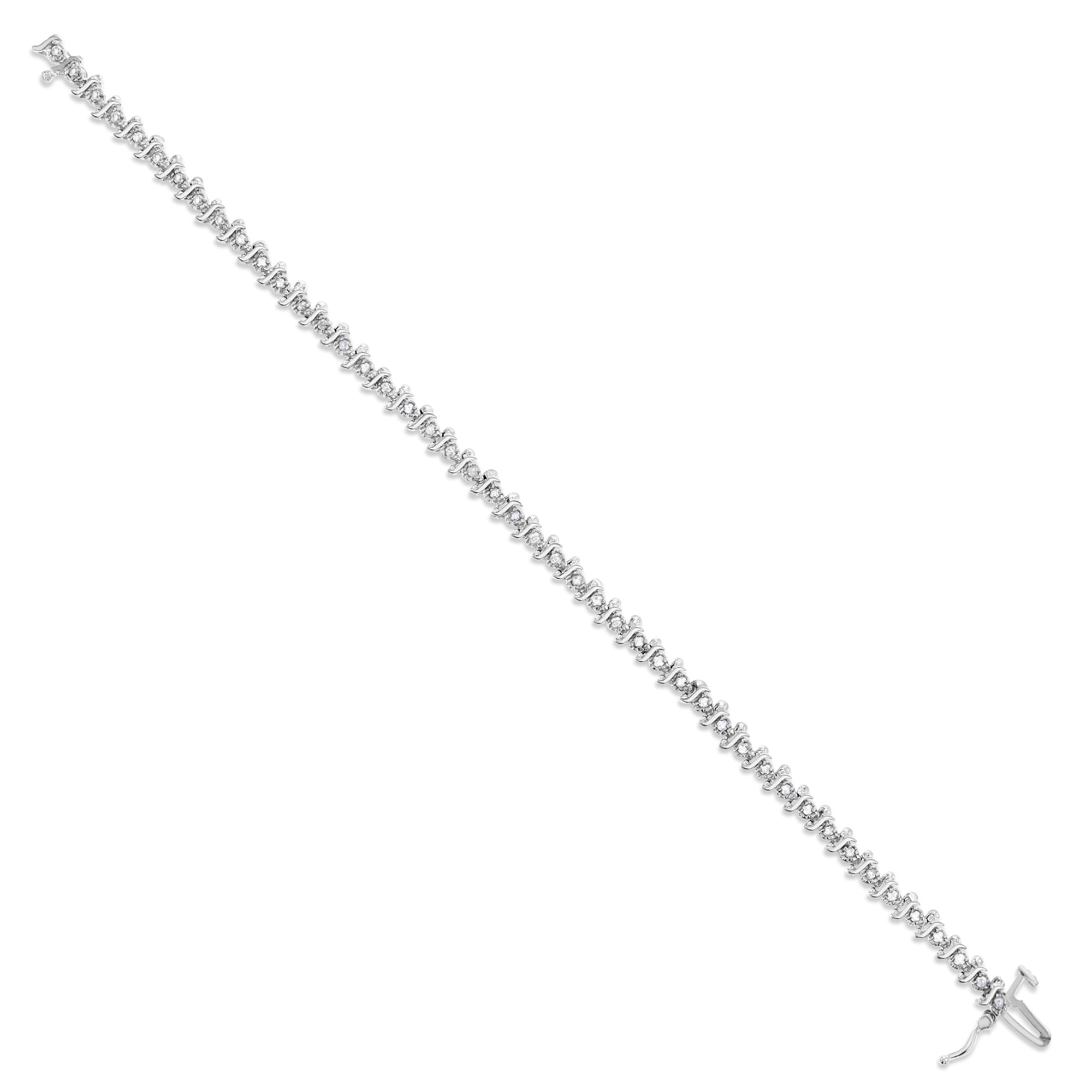 Bracelet tennis en diamant de style S de 1 carat