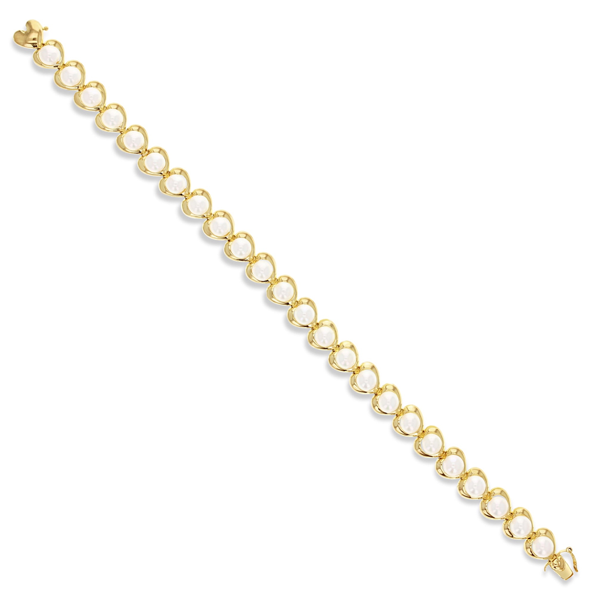 Cultured Pearl Heart Shaped Tennis Bracelet