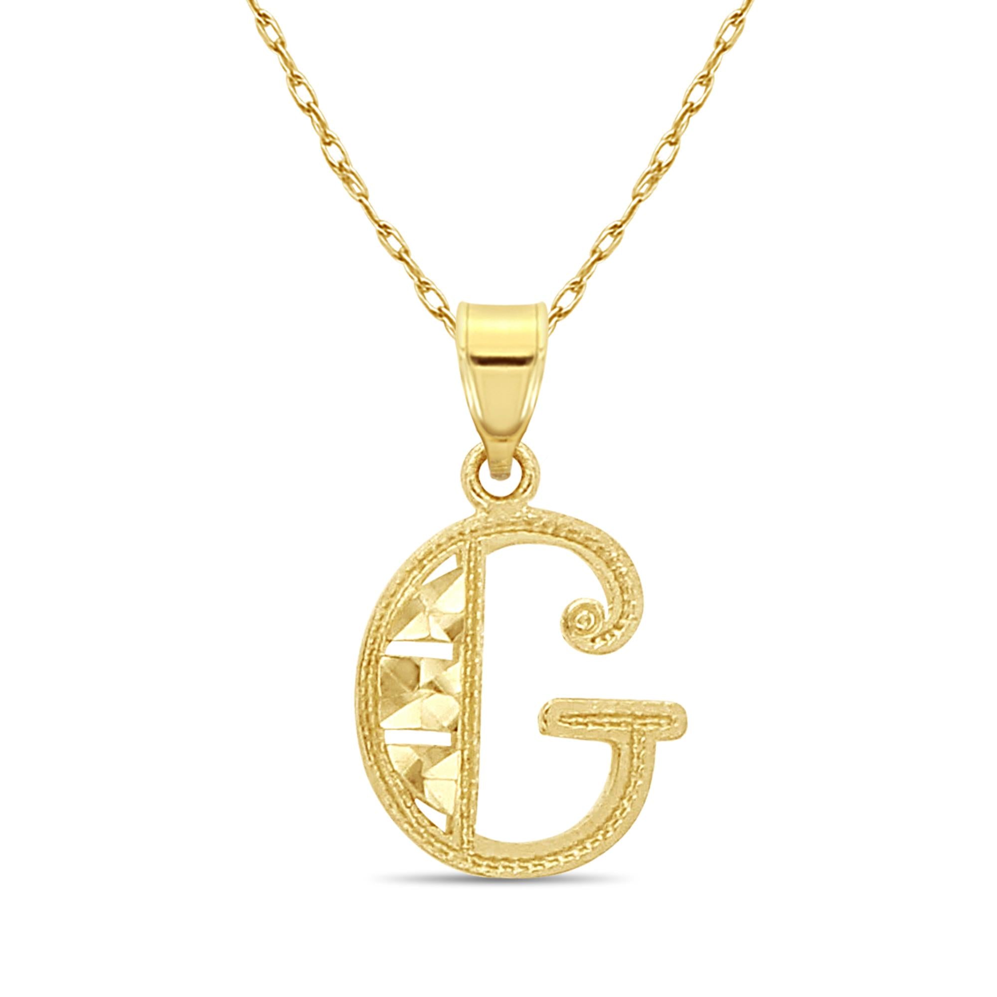 Initial 'G' Gold Necklace 14k Yellow Gold